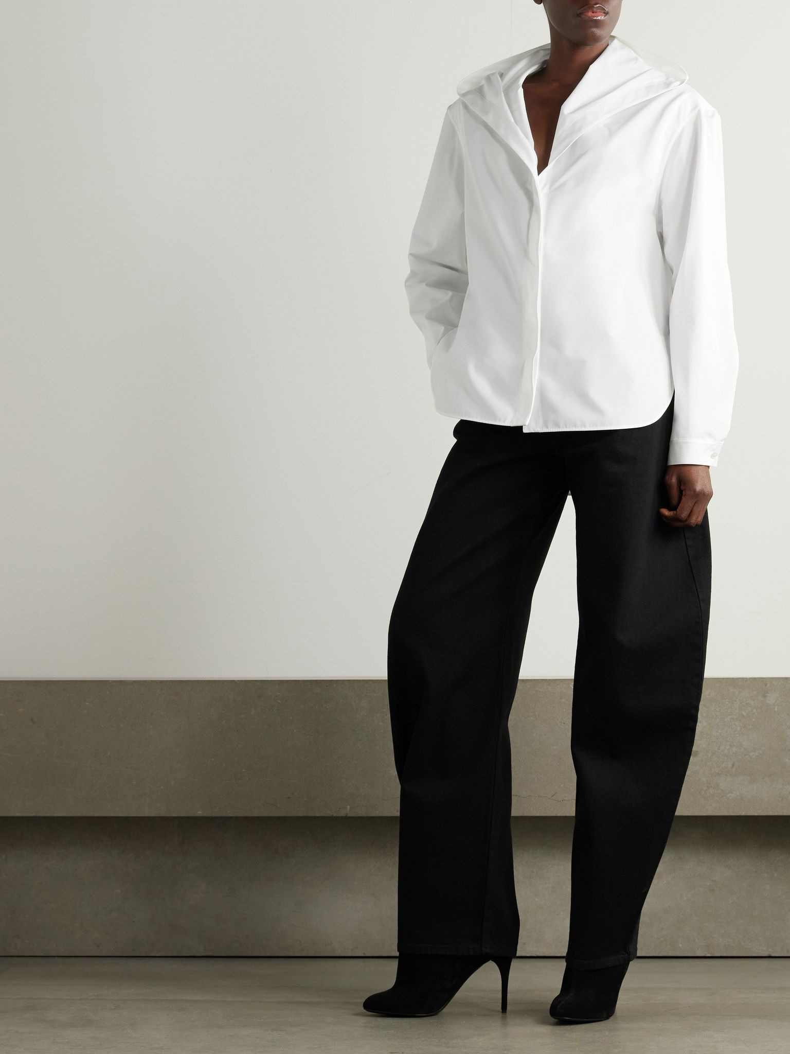 Hooded cotton-poplin blouse White - 2