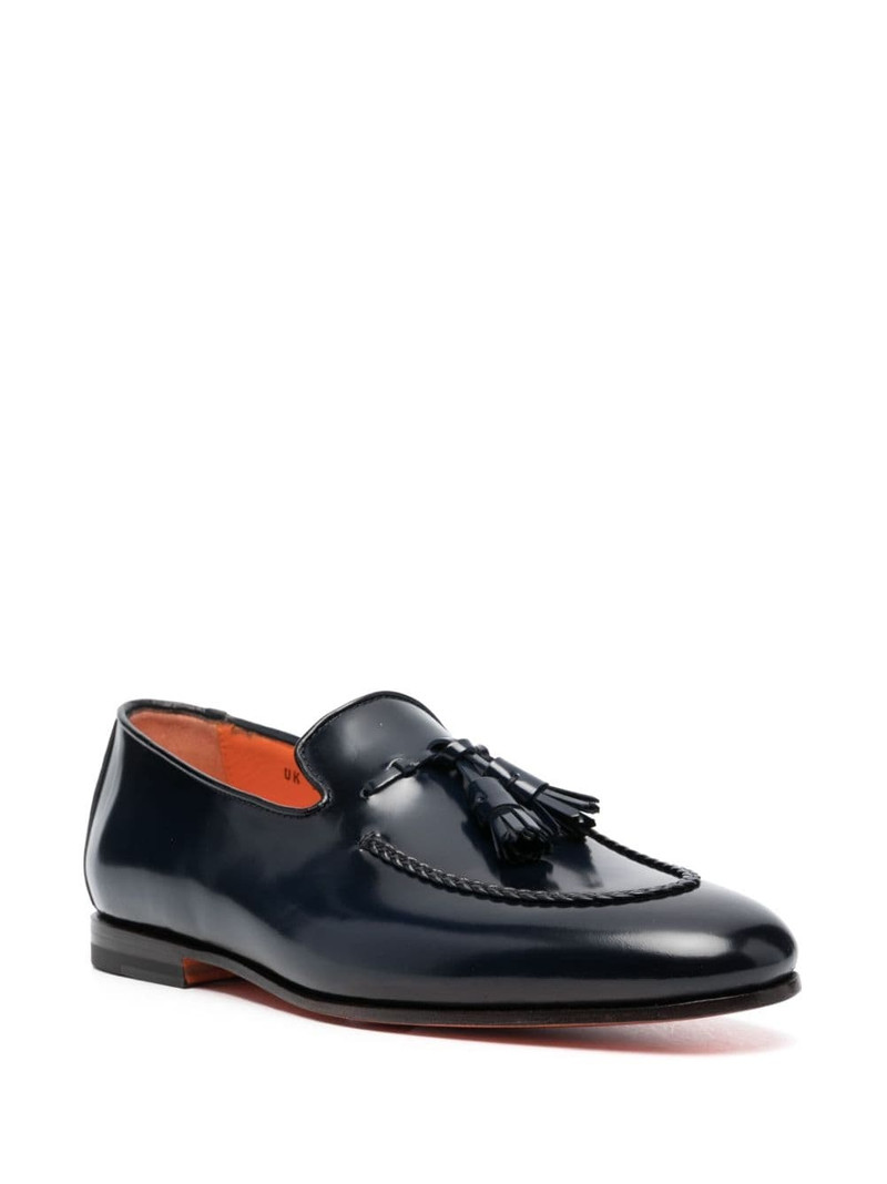 Santoni tassel-embellished leather loafers outlook
