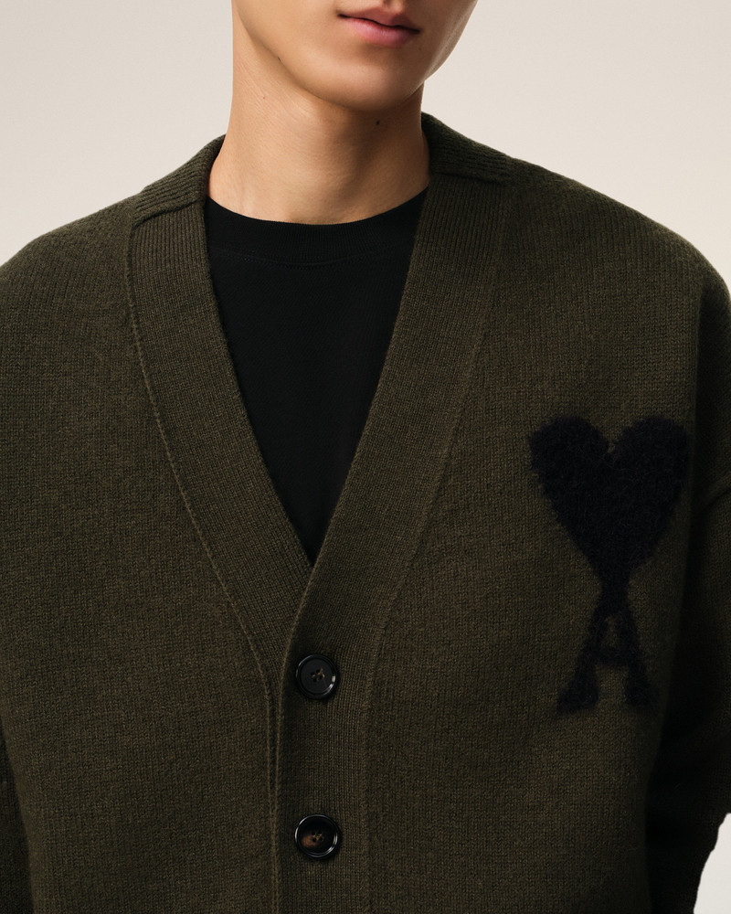 KHAKI WOOL AMI DE COEUR CARDIGAN 4