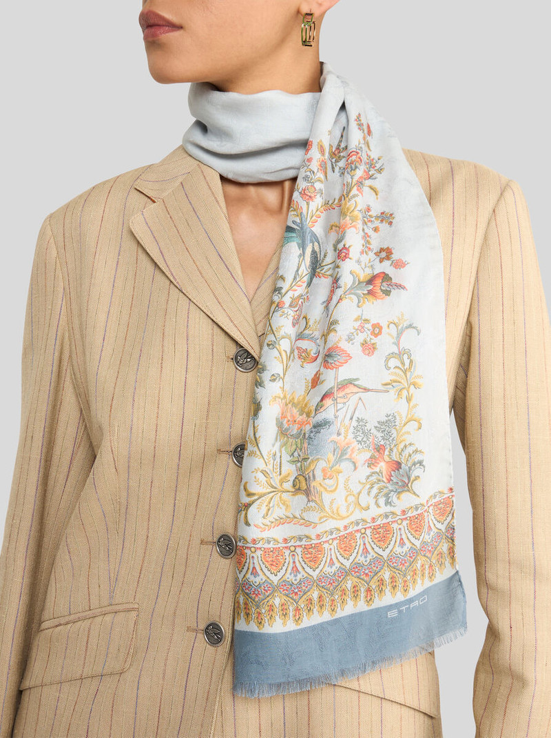 Etro COTTON-BLEND JACQUARD SCARF WITH FLORA AND FAUNA MOTIF outlook