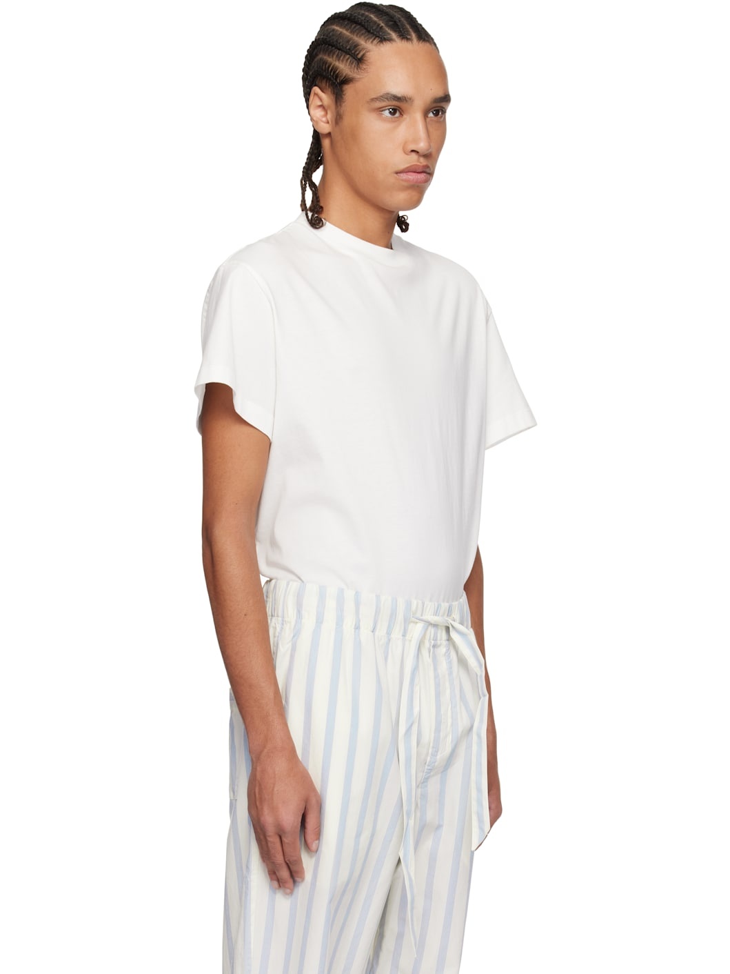 Off-White & Blue Poplin Pyjama Pants - 2