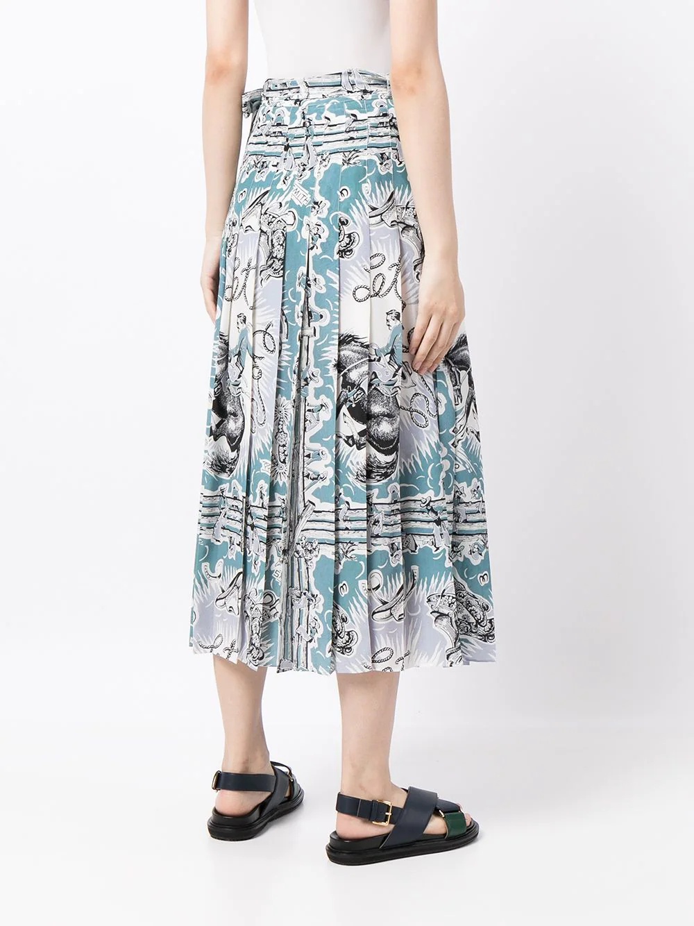 cowboy print pleated skirt - 4