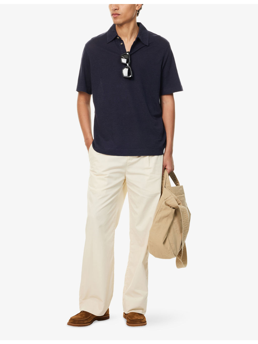 Short-Sleeve Knitted Linen Polo Shirt - 2