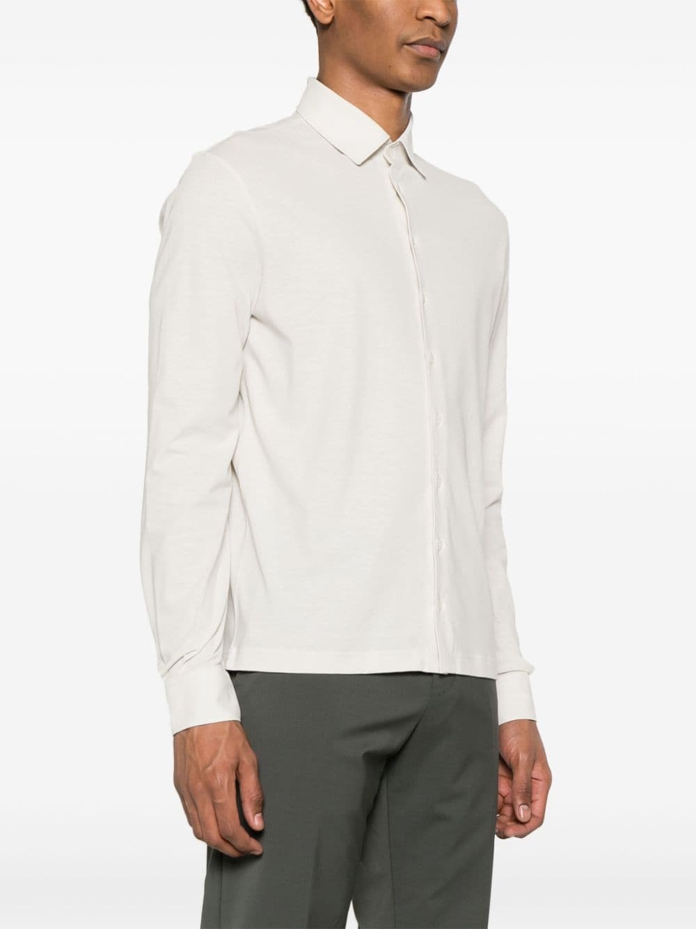 spread-collar cotton shirt - 3