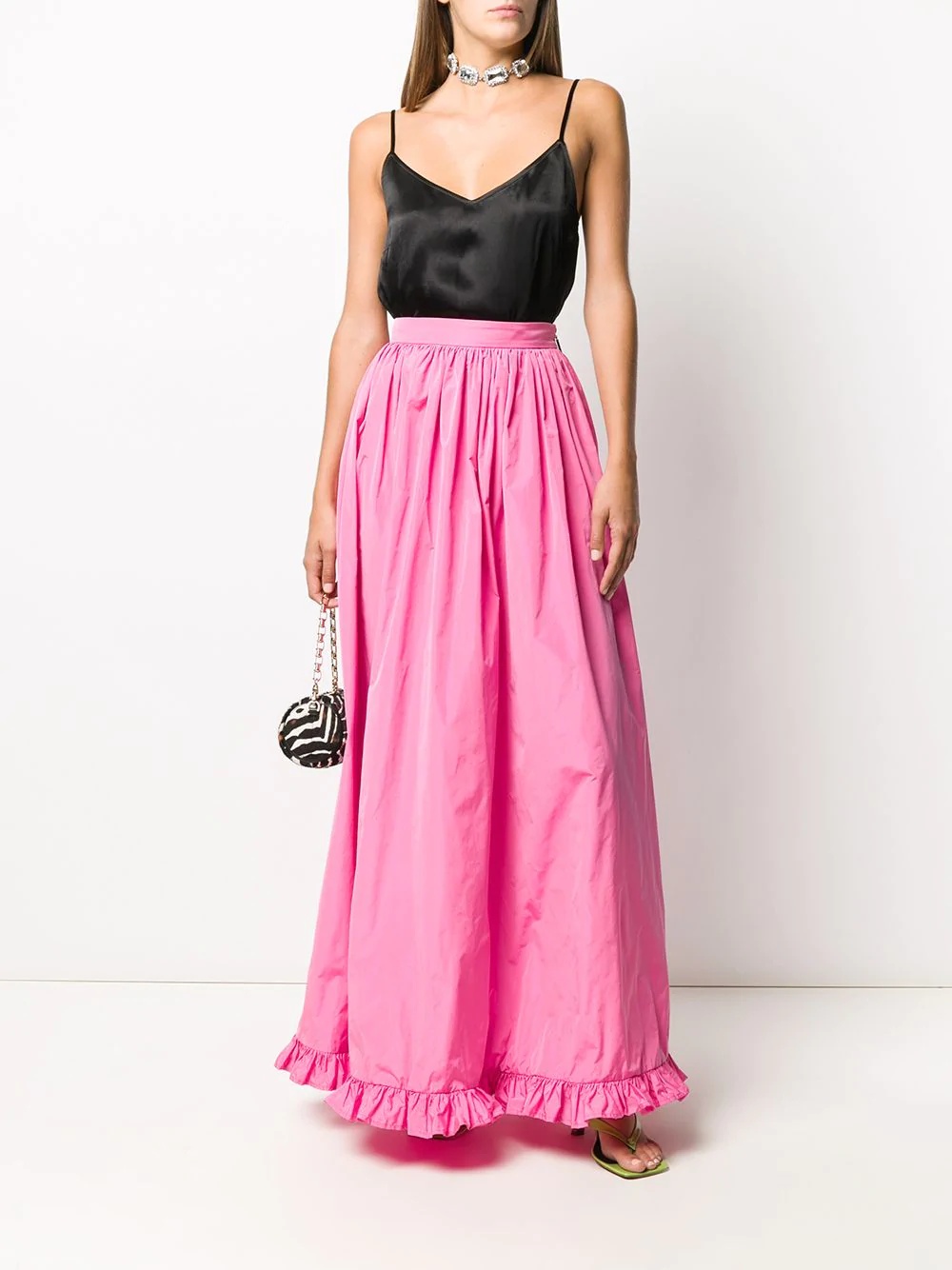 ruffle-hem long skirt - 2