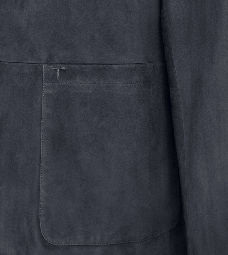 CASTELLO JACKET IN PASHMY SUEDE - BLUE 7