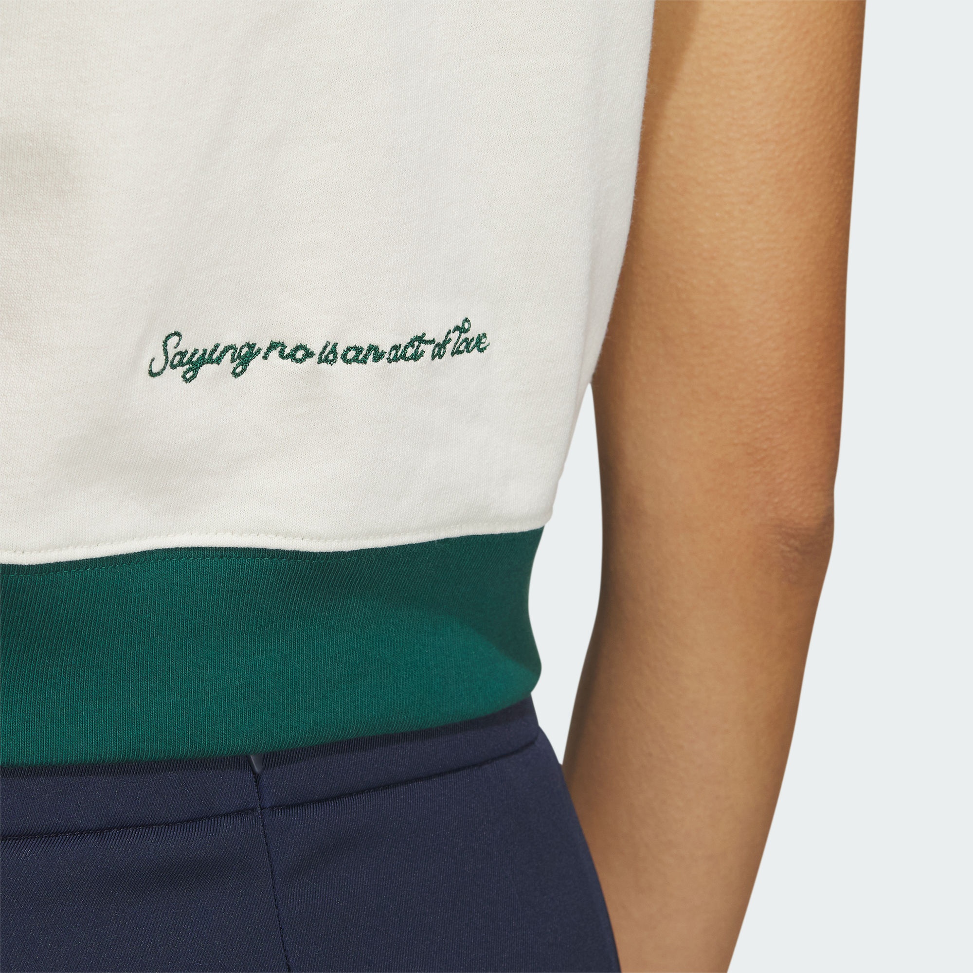 (WMNS) adidas Originals x Notitle Tennis T-Shirts 'White Green' IN1078 - 7