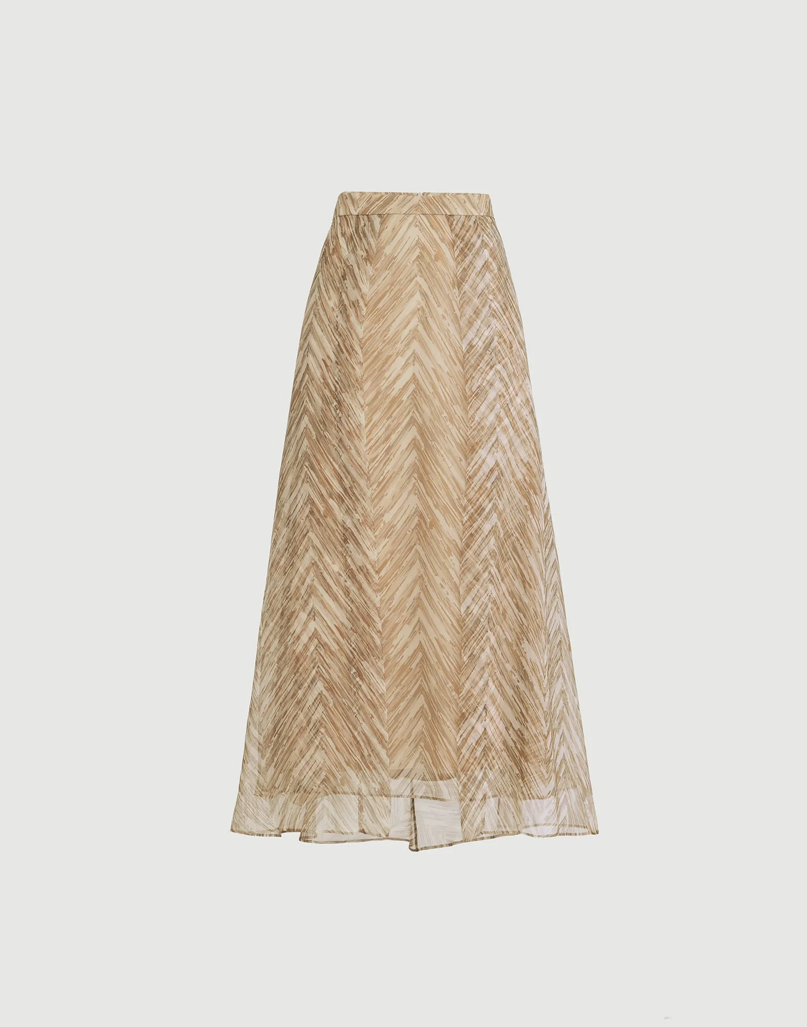 Silk chevron print organza paneled circle skirt - 1