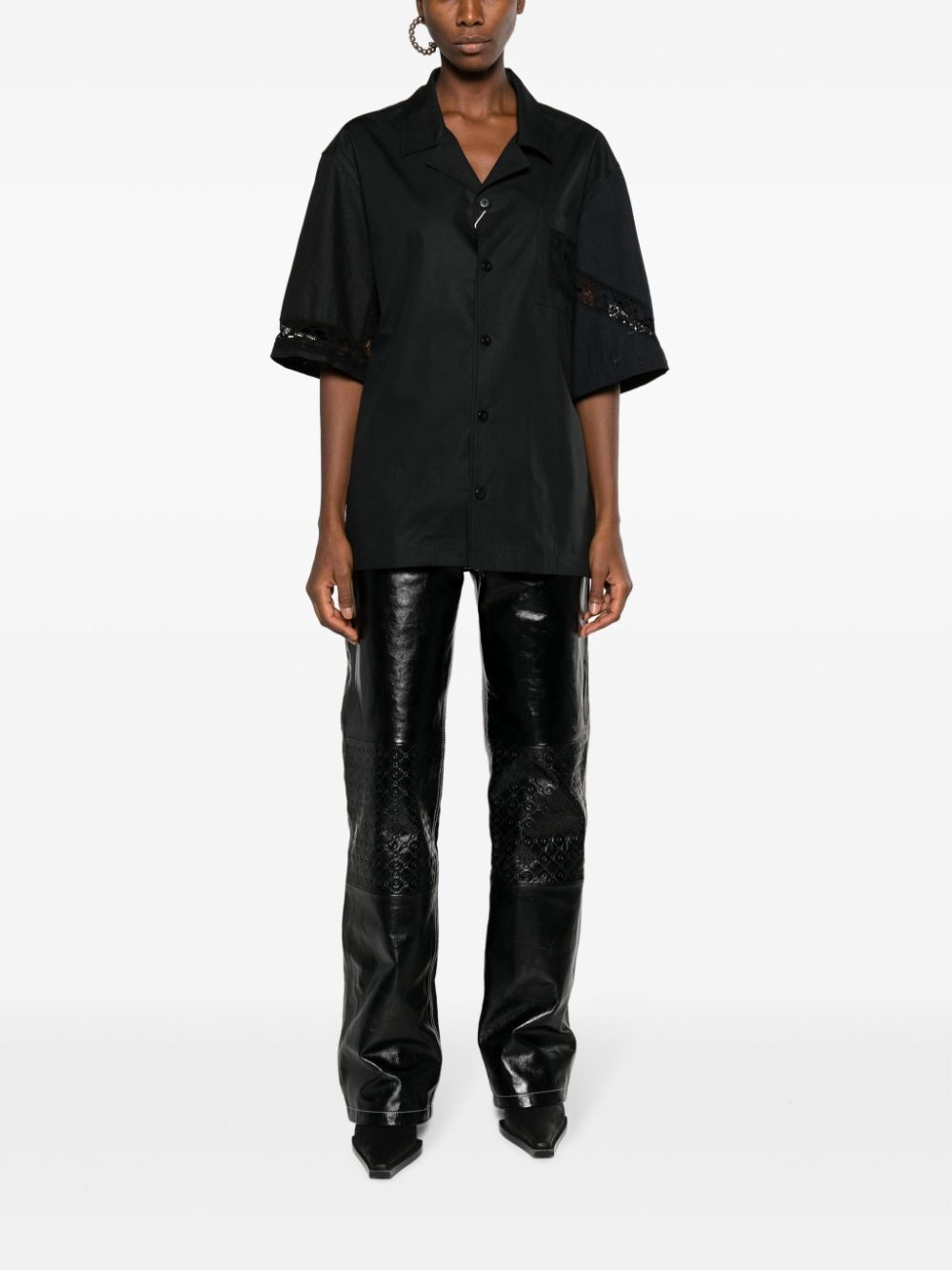 Moonogram leather trousers - 3