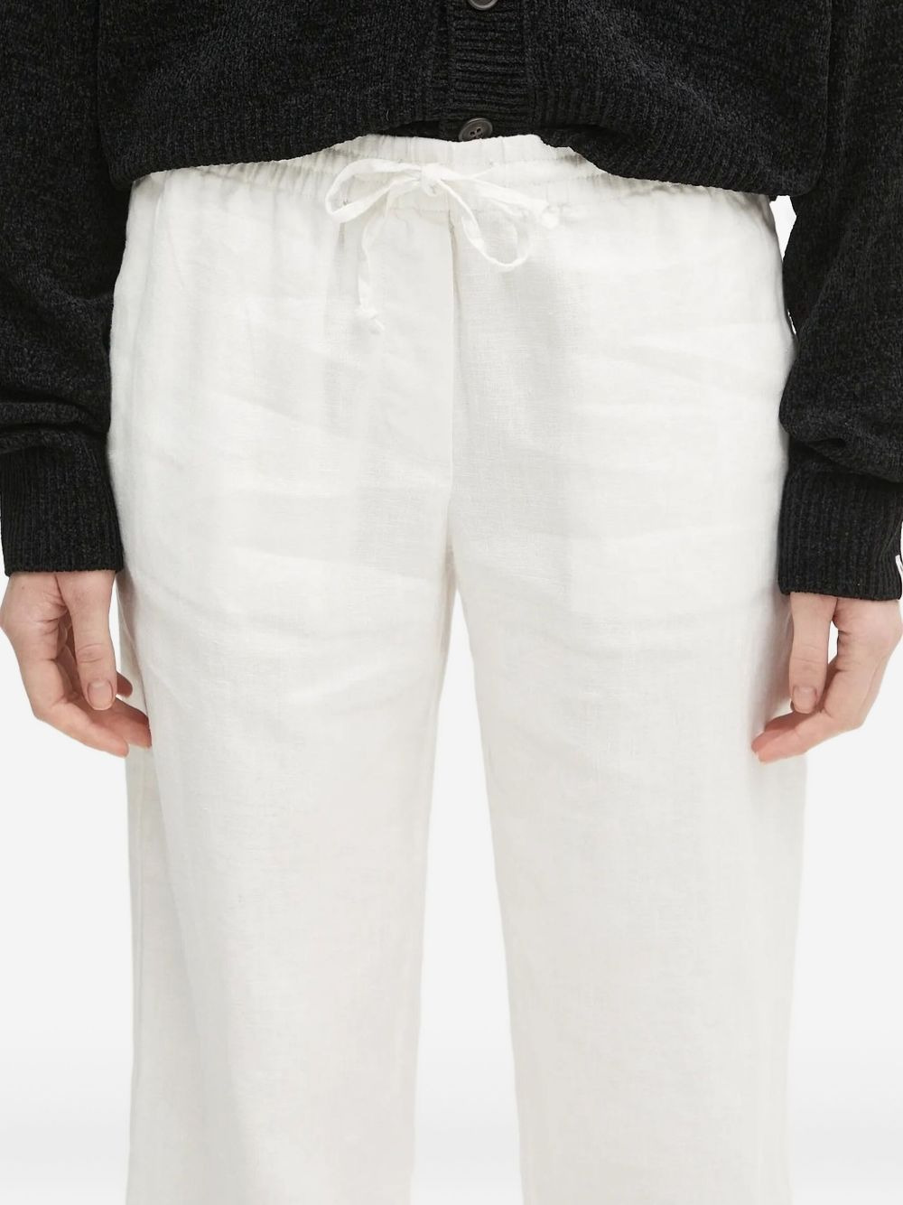 drawstring linen trousers - 4