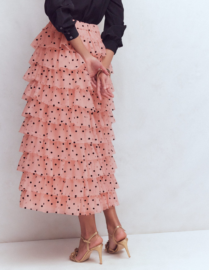 Tulle Tiered Skirt-Pink Painted Dot 4