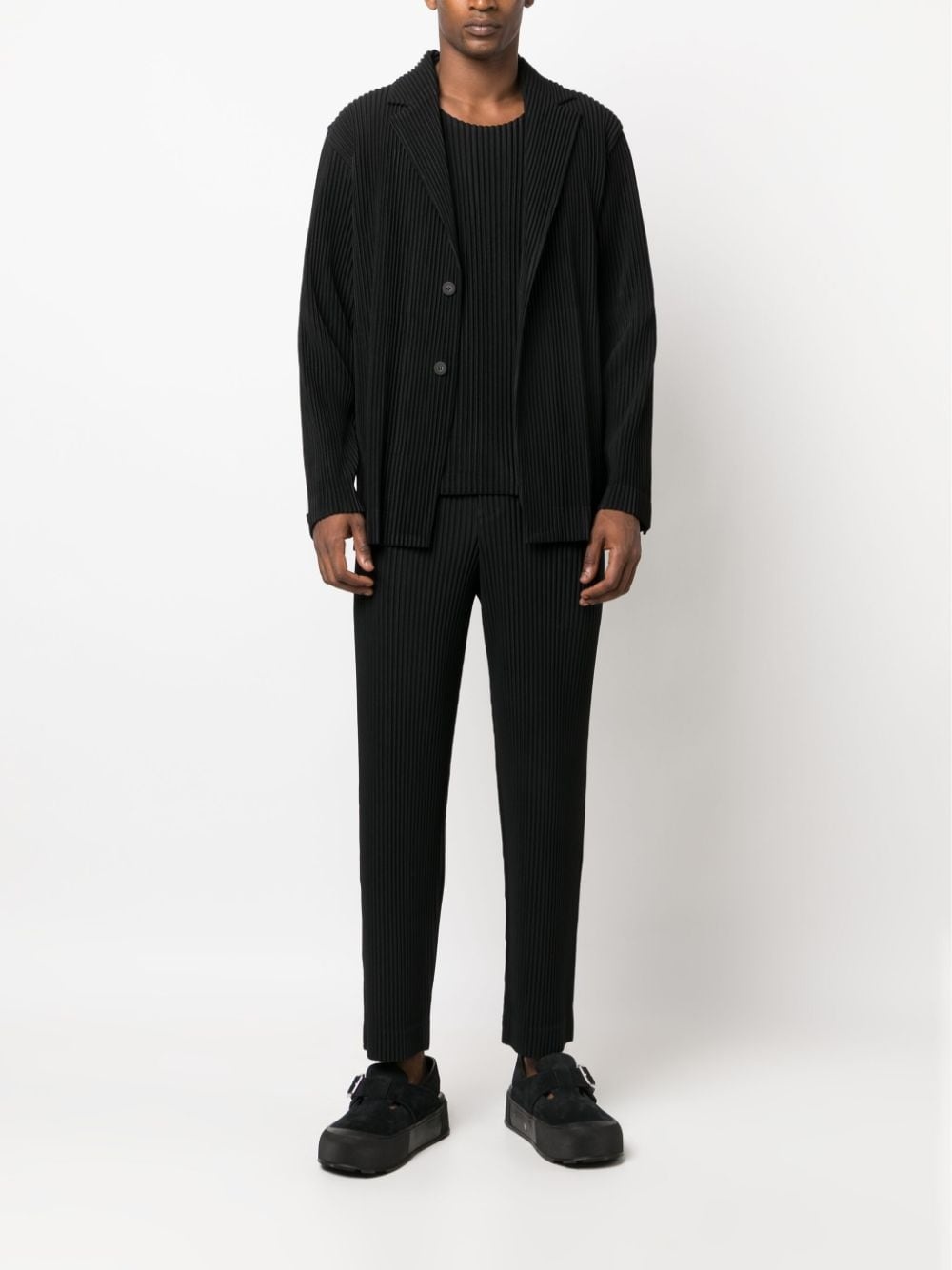 single-breasted pleated blazer - 2