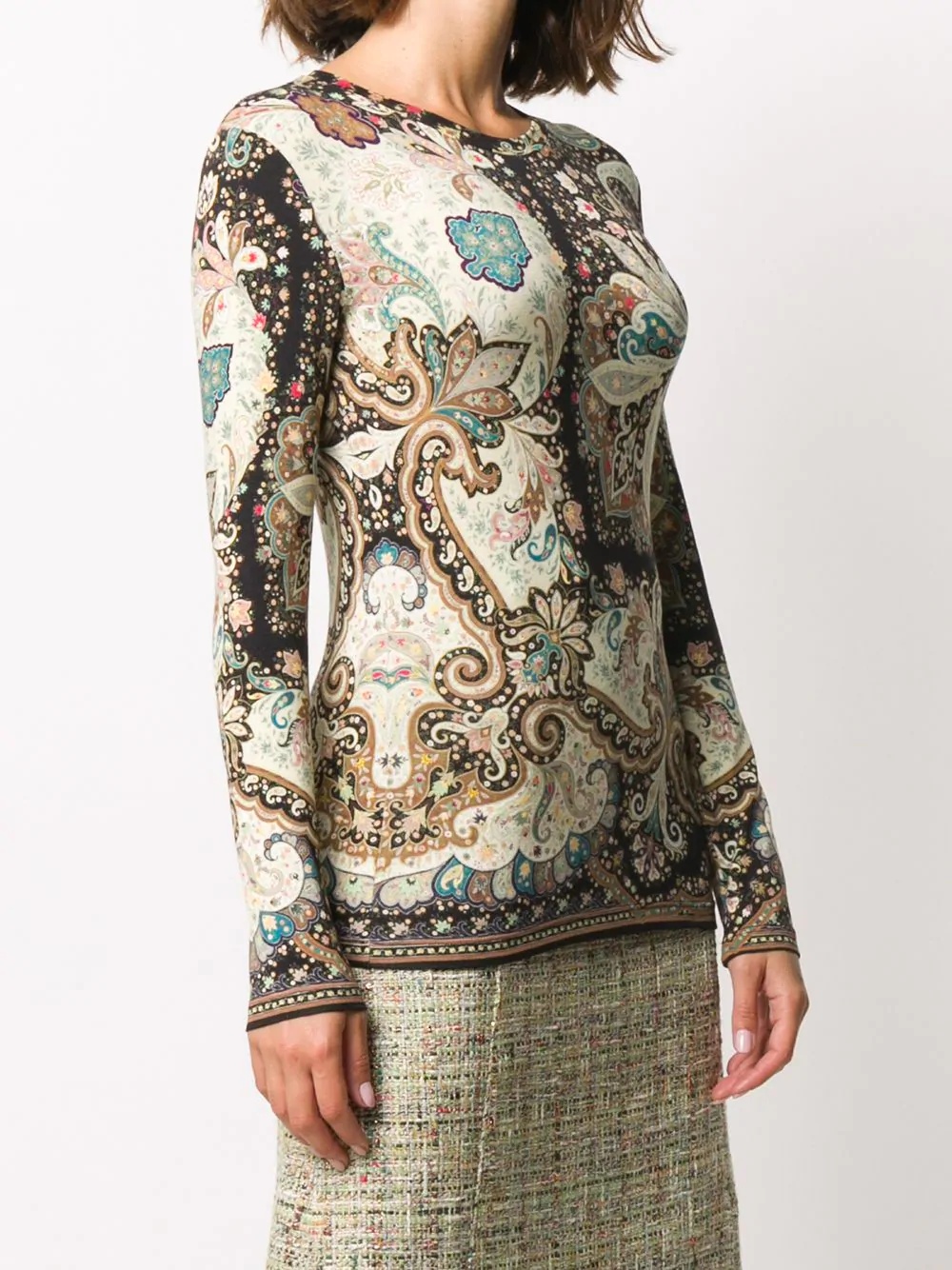 long-sleeved paisley-print top - 3