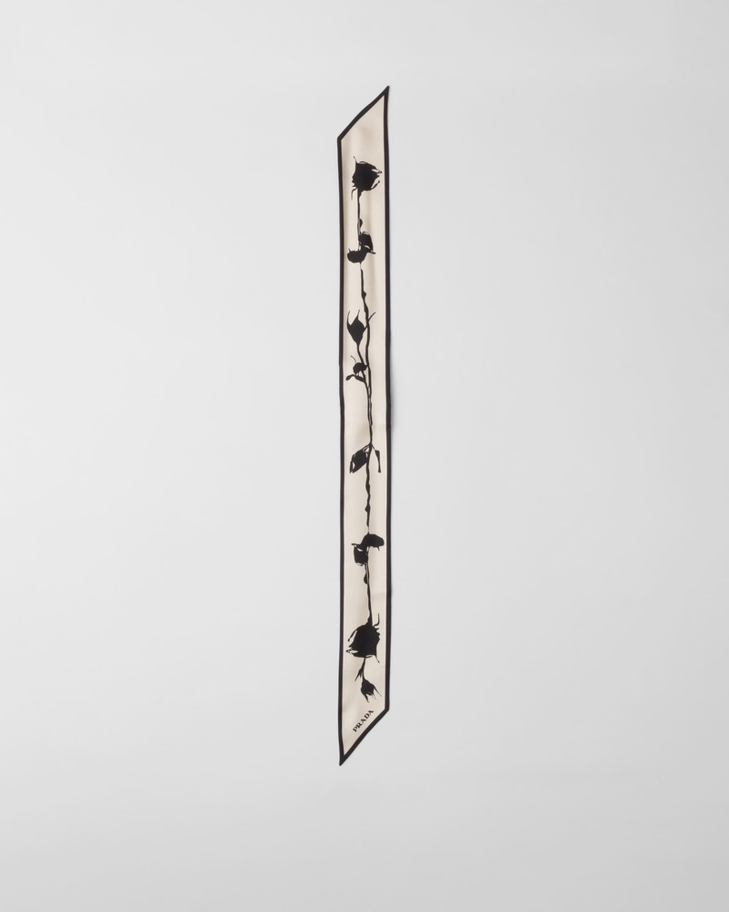 Printed twill skinny scarf 3