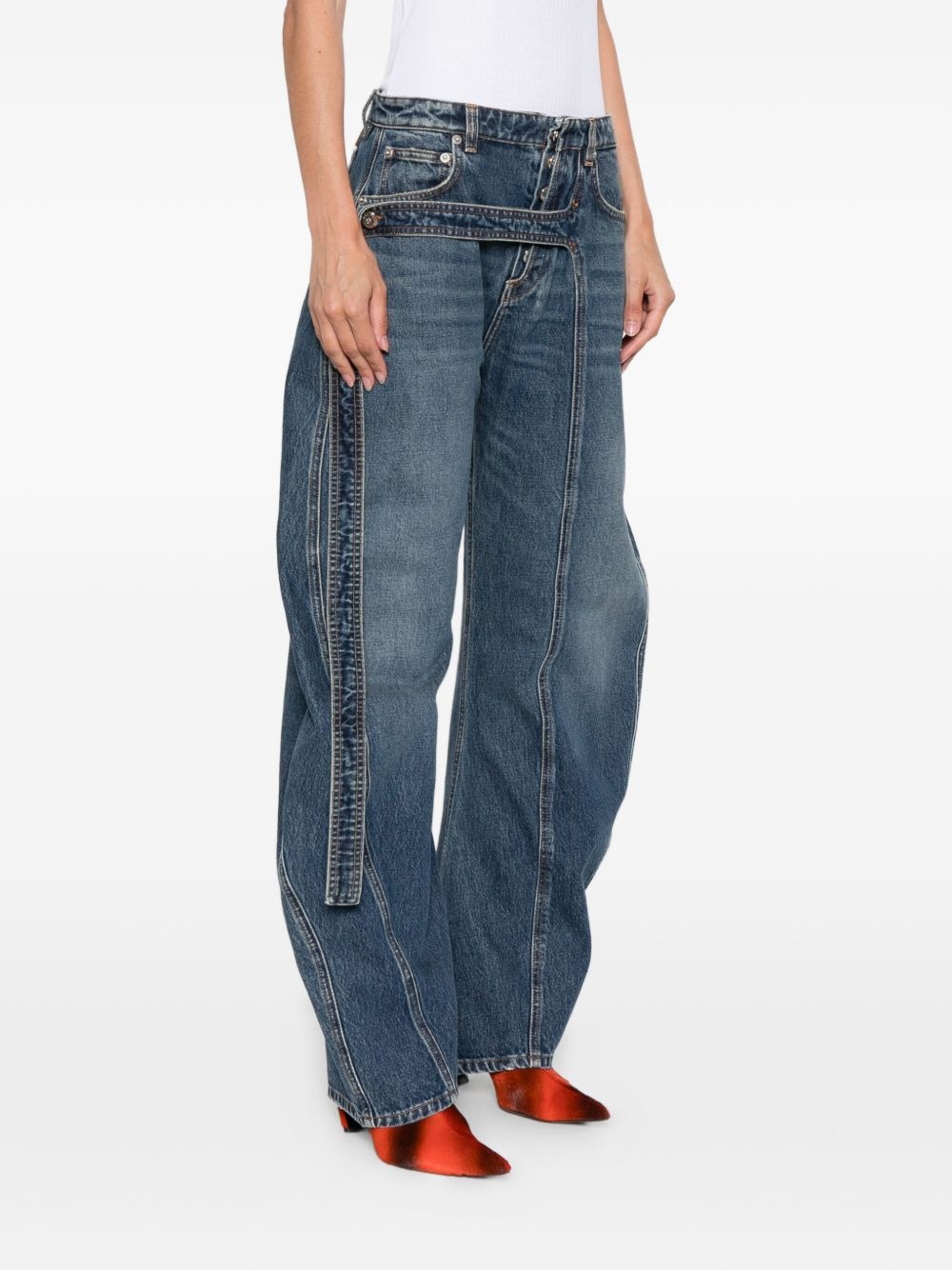 panelled belted jeans - 3