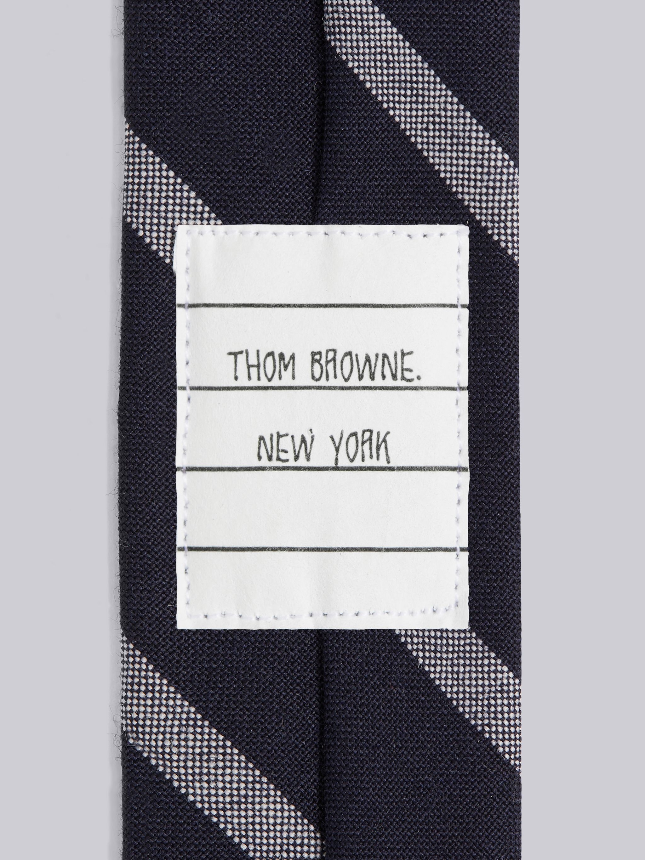 Navy Wool Banker Stripe Classic Tie - 2