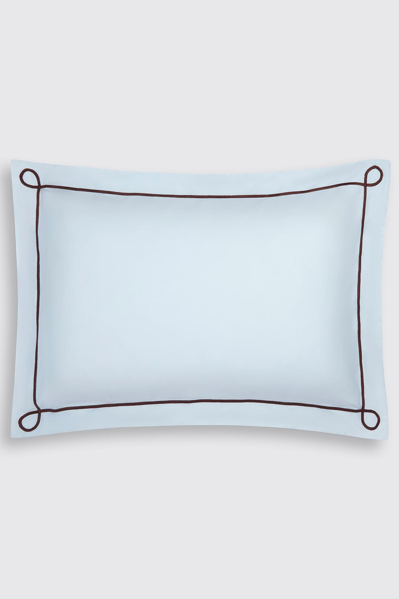Arezzo Pillow Slip in Blue & Chocolate Cotton 1