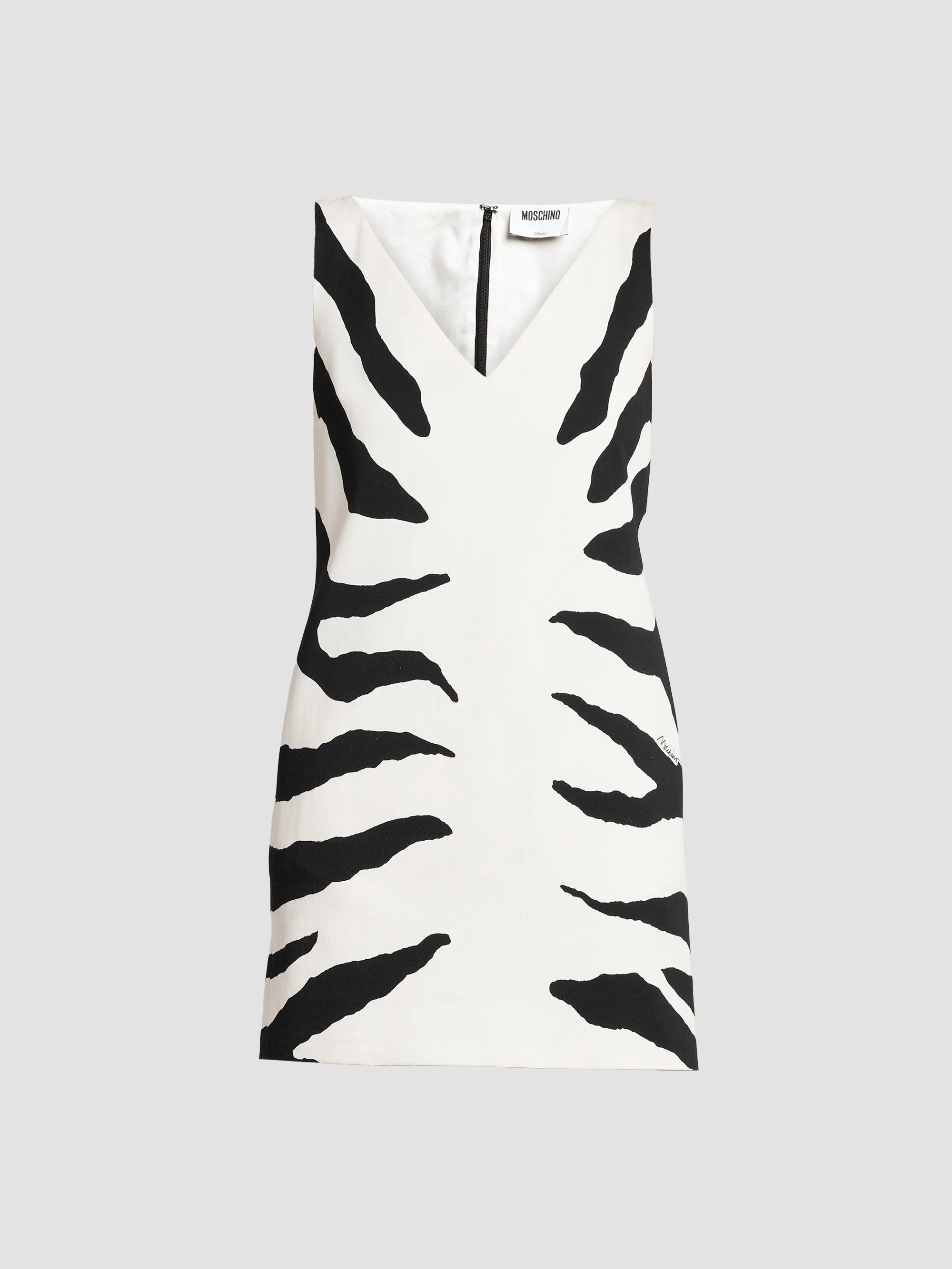 Women's Zebra-Print Cotton V-Neck Mini Dress - Multi White - 1