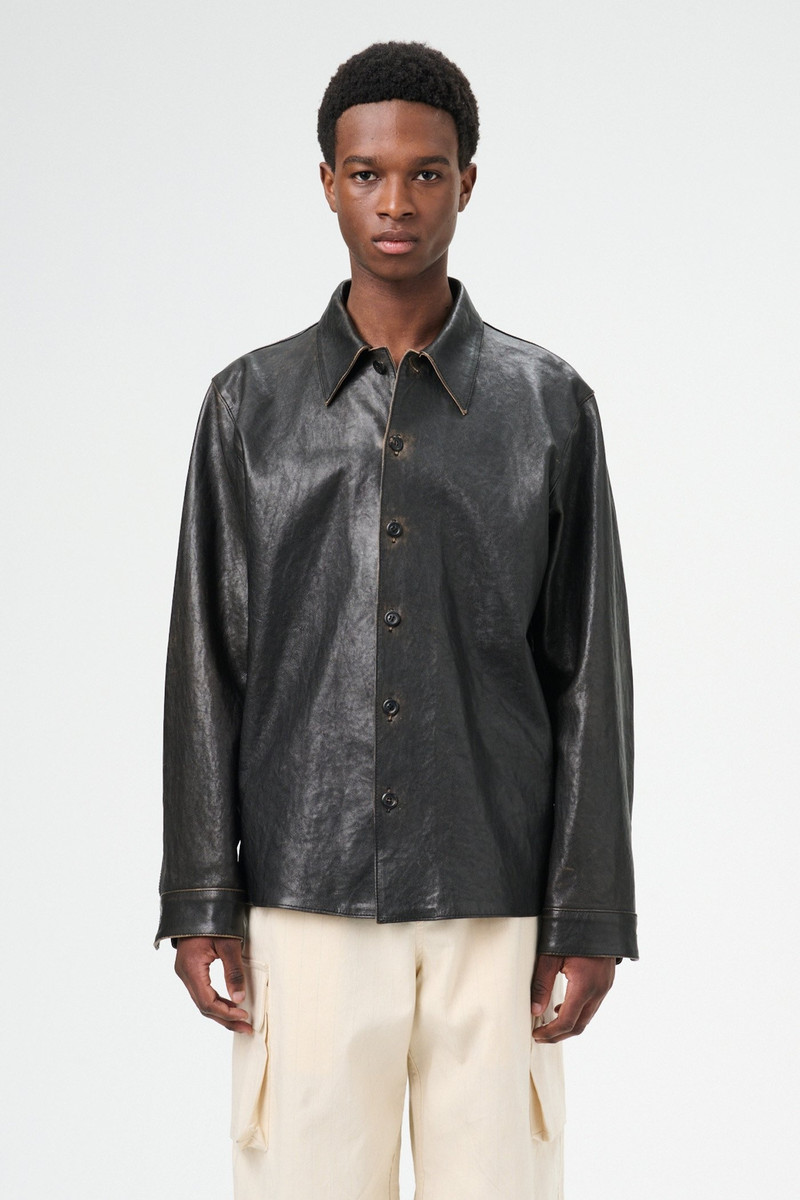 Our Legacy Welding Shirt Worn Brown Lambskin outlook