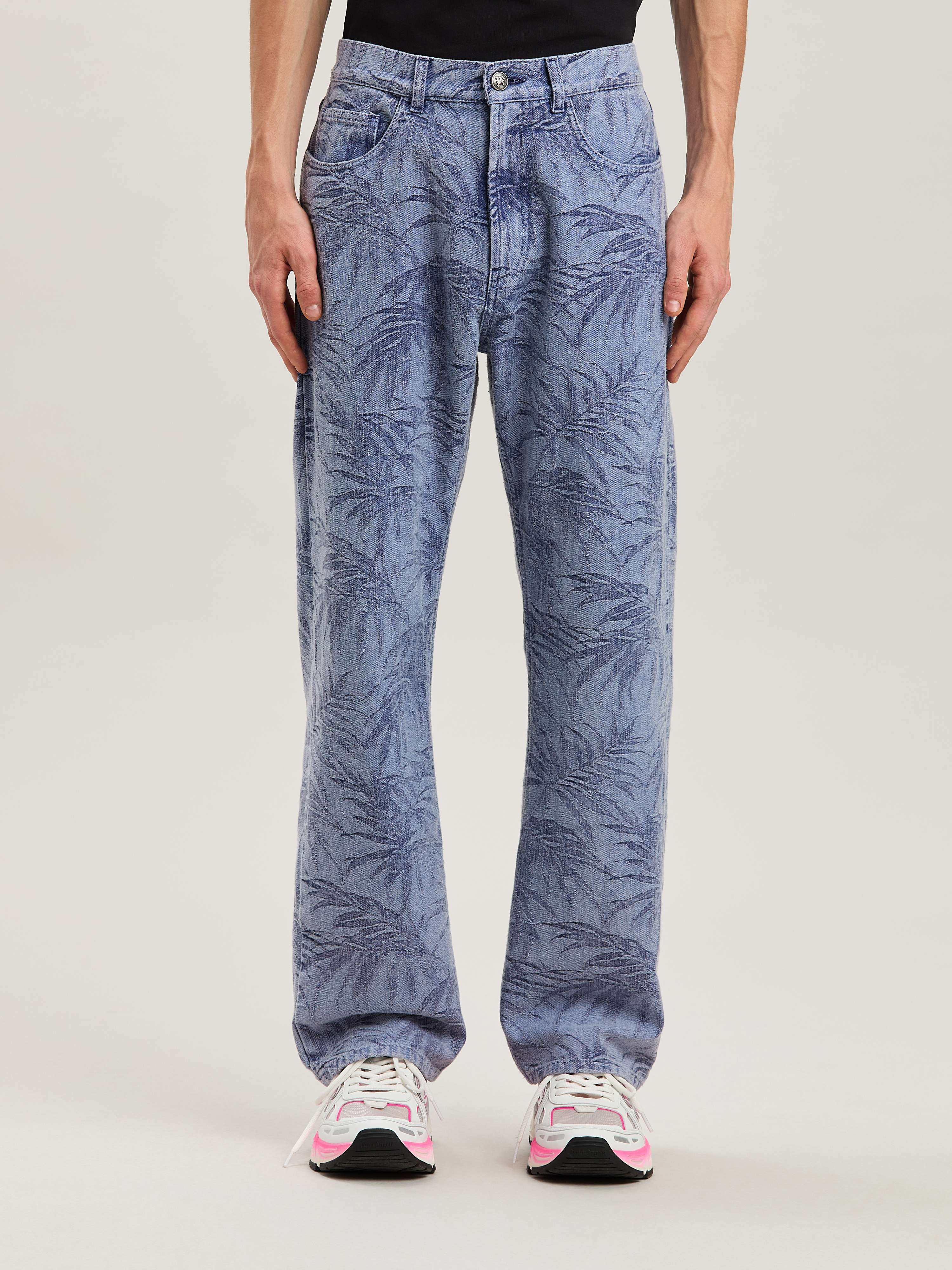 Palm jacqured denim pants - 3