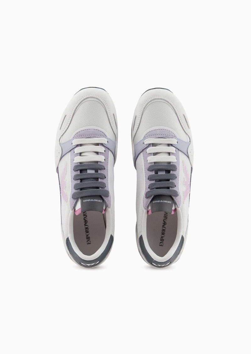 EMPORIO ARMANI Mesh sneakers with suede details and eagle patch outlook