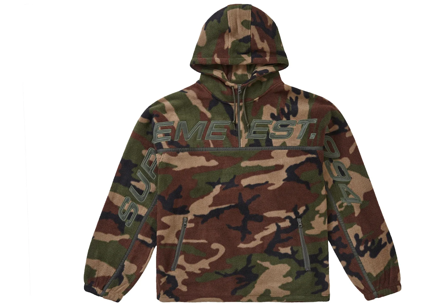 Supreme Polartec Half Zip Hooded Sweatshirt Woodland Camo - 1