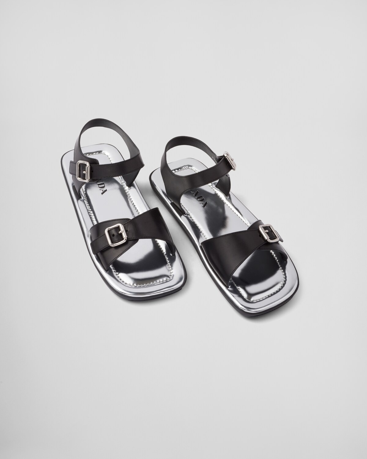 Leather double-strap sandals - 3