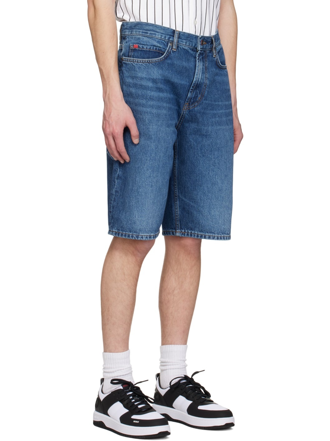Blue Faded Denim Shorts - 2