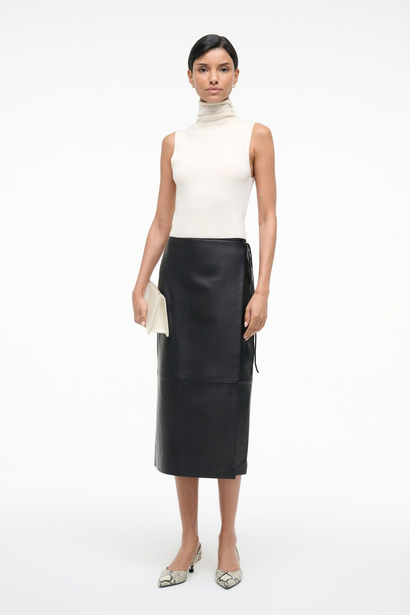 STAUD STAUD ROMAN LEATHER WRAP SKIRT BLACK outlook