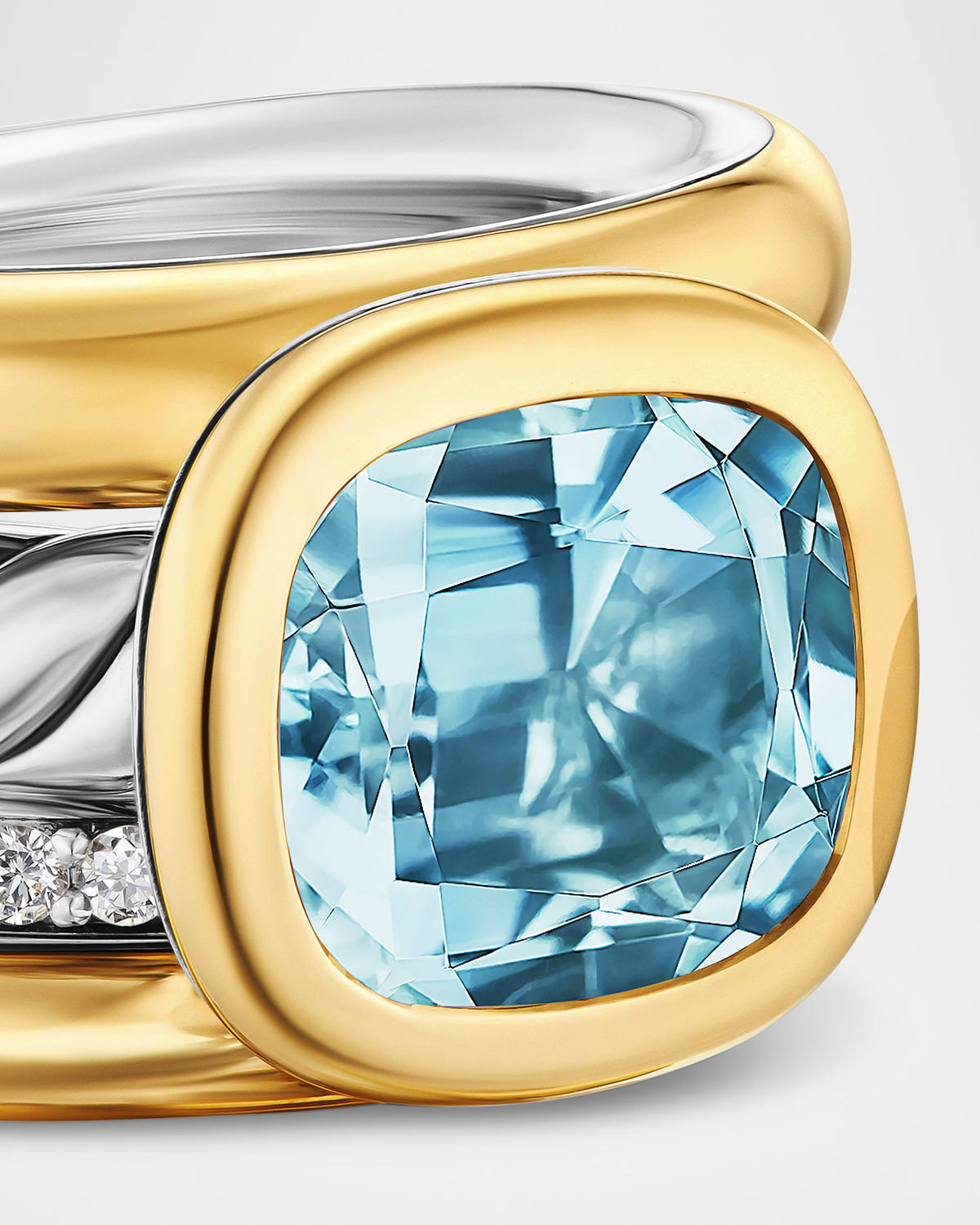DY Mercer 4 Row Stone Ring with Diamonds in Silver and 18K Gold - 4