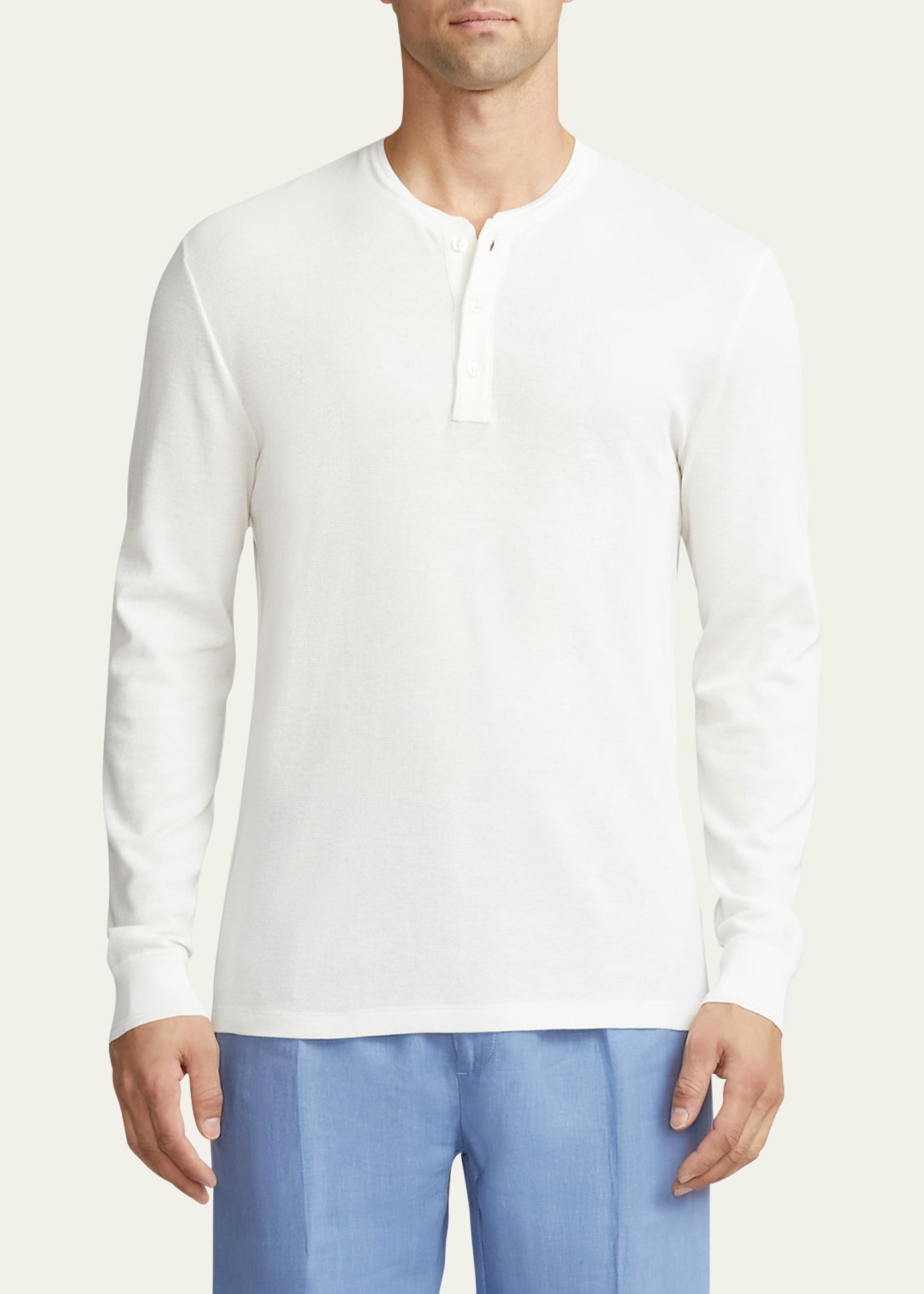 Men's Cotton and Mulberry Silk Henley Shirt - 4