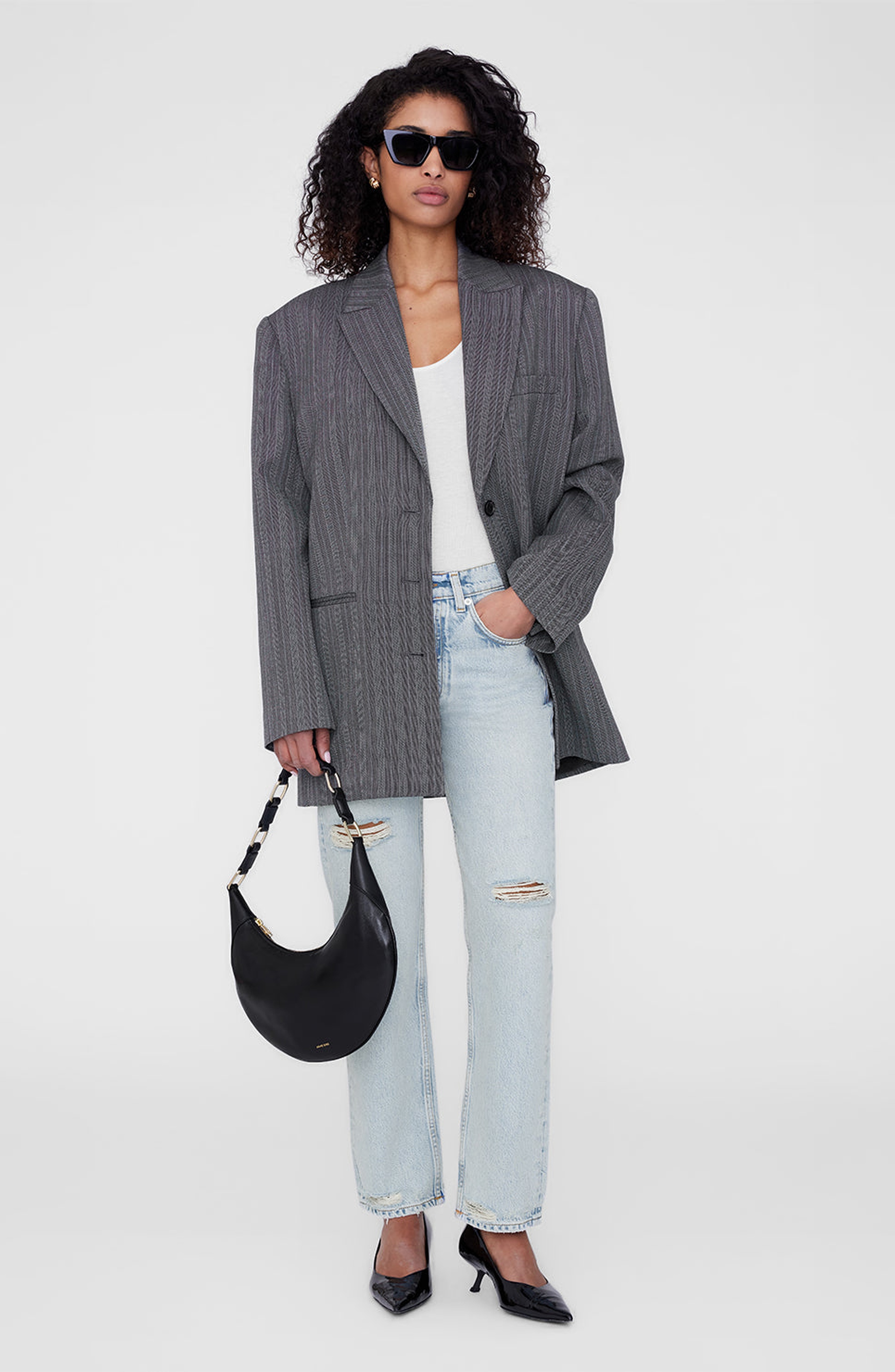 ANINE BING Kate Hobo Bag in Black at Nordstrom - 5