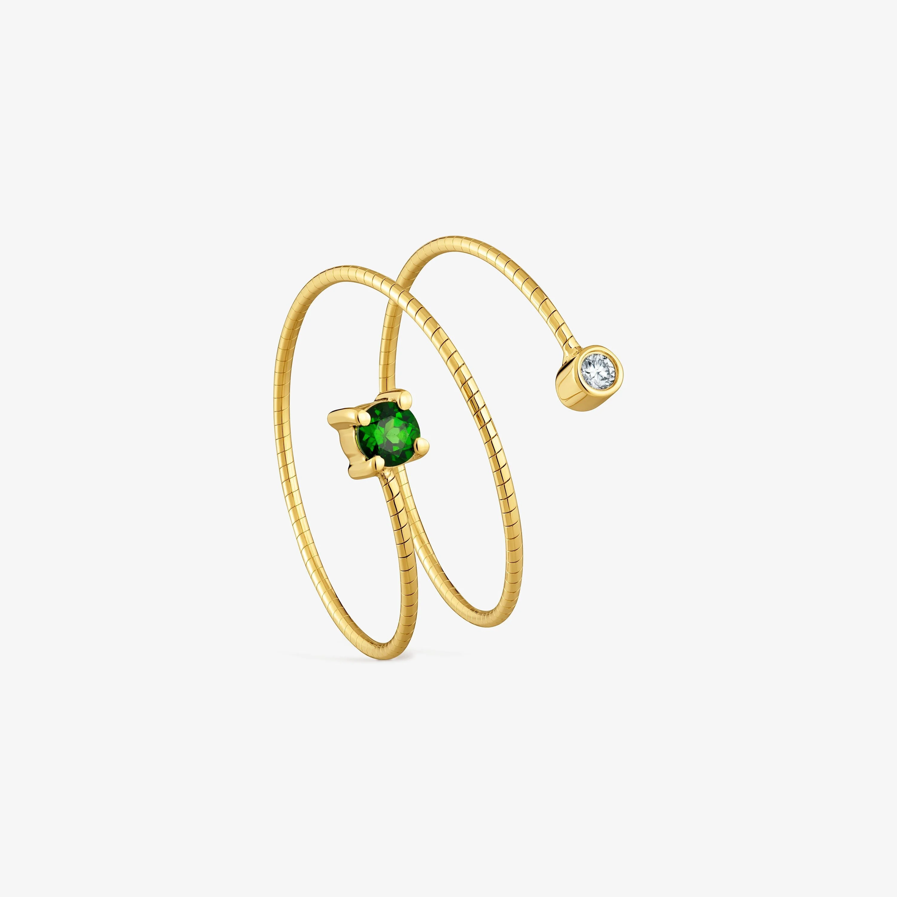 9kt gold, titanium, diamond and chrome diopside Open ring TOUS Bucle - 1