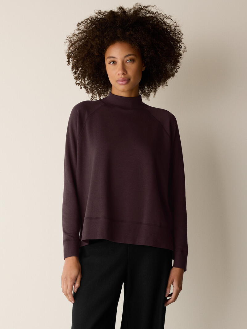 EILEEN FISHER Cozy Brushed Terry Hug Mock Neck Top outlook