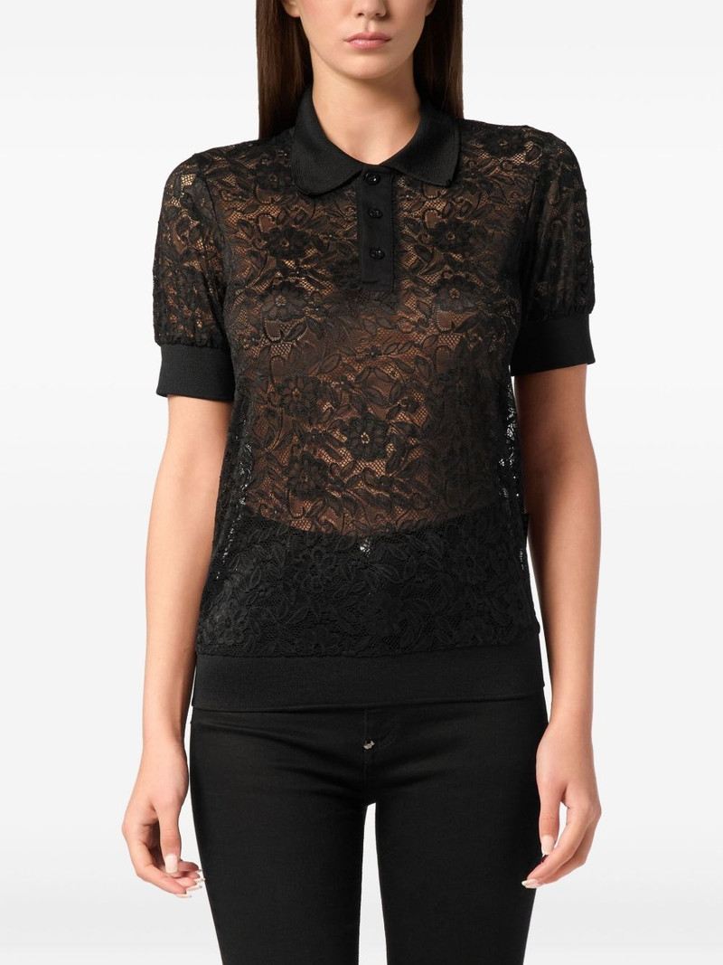 PHILIPP PLEIN lace polo top outlook