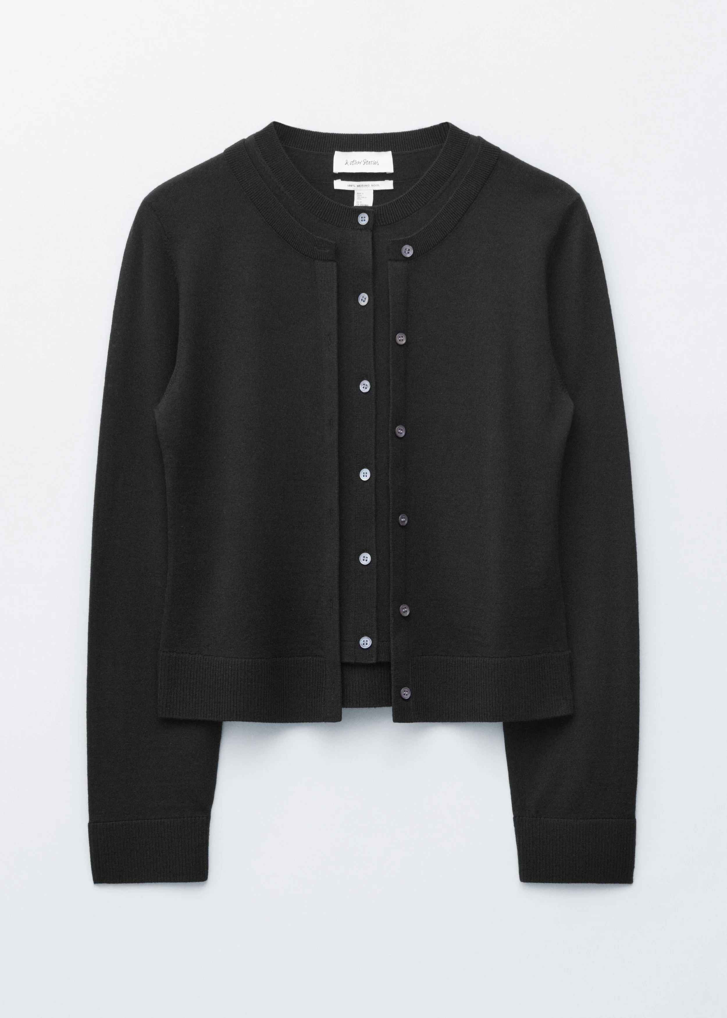 Double-Layer Merino Wool Cardigan - 1