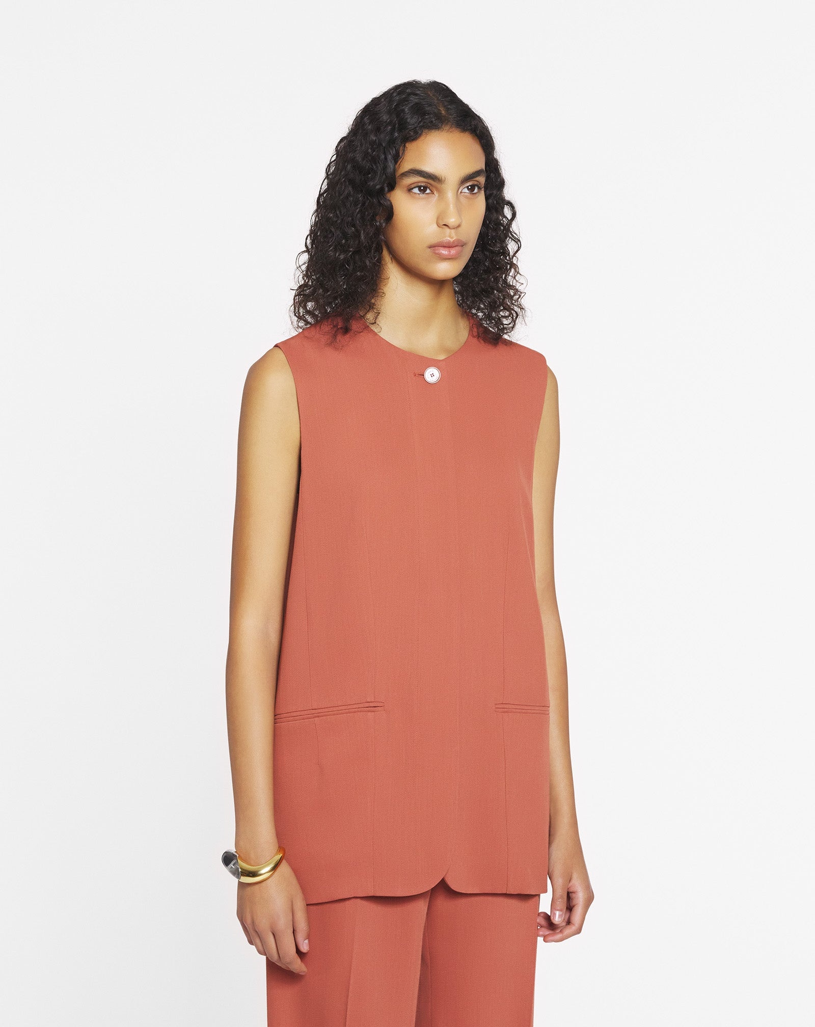 SLEEVELESS JACKET IN WOOL AND VISCOSE - 3