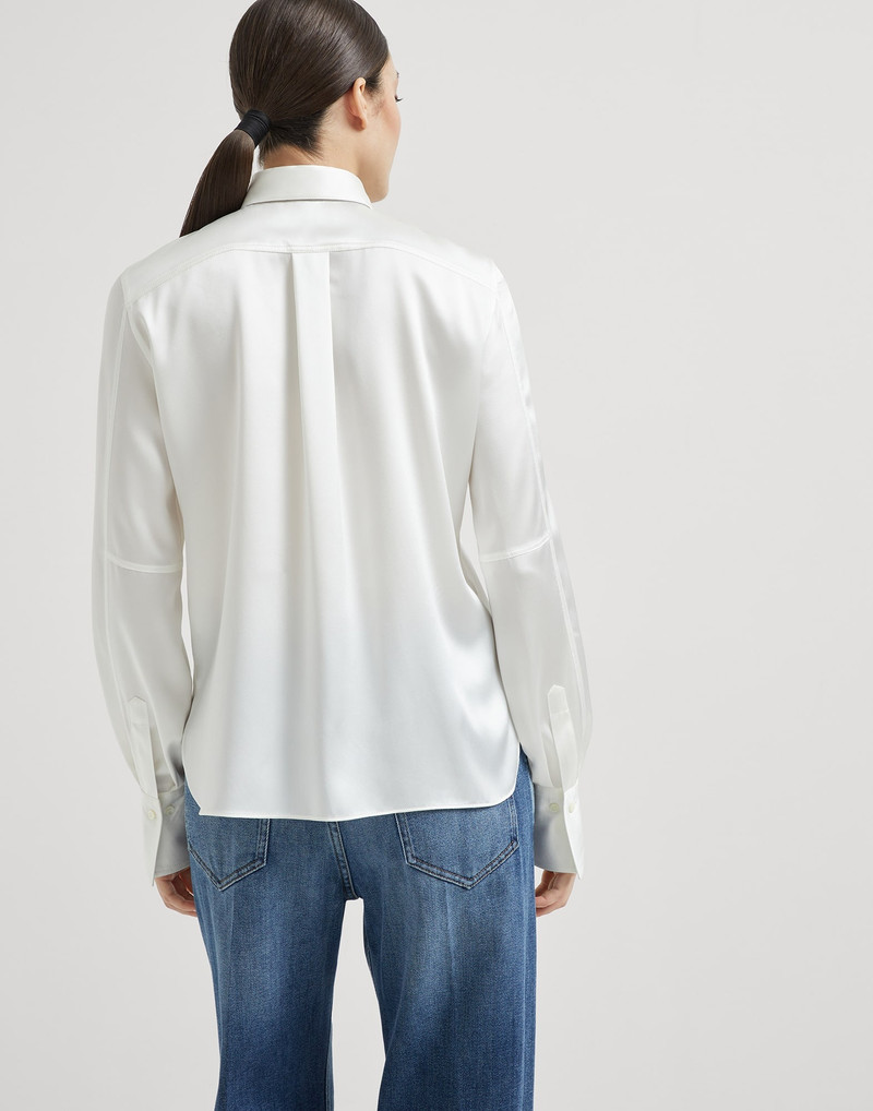 Brunello Cucinelli Stretch silk satin shirt with monili outlook