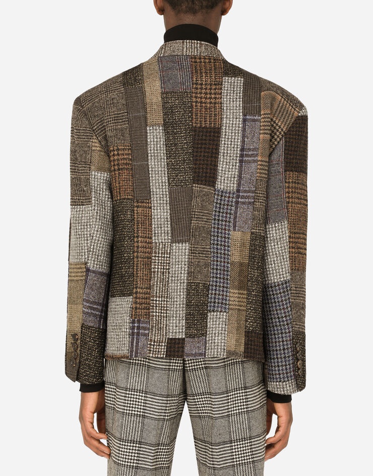 Double-breasted wool patchwork jacket - 2