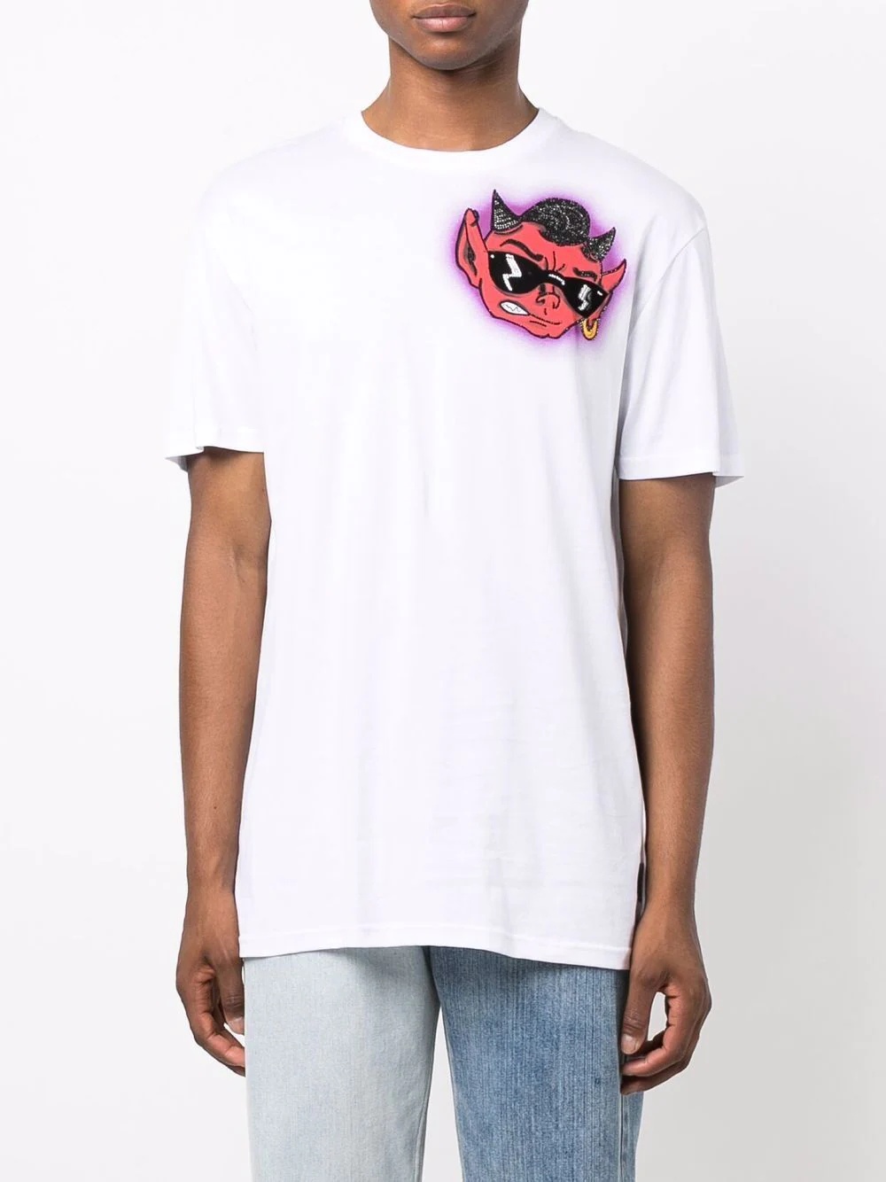 logo-print beaded devil T-shirt - 4