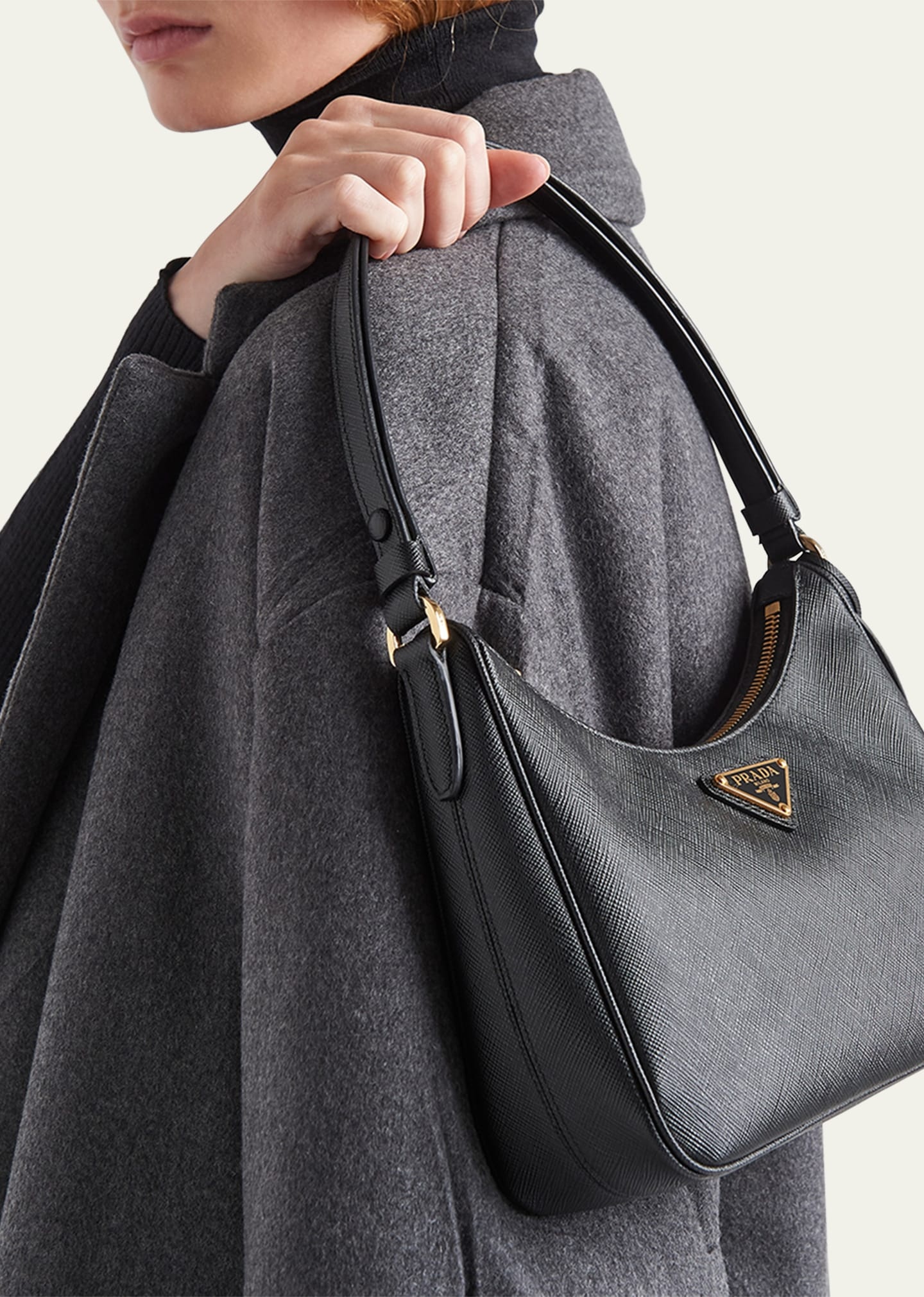 Prada Mini Saffiano Leather Shoulder Bag with Adjustable