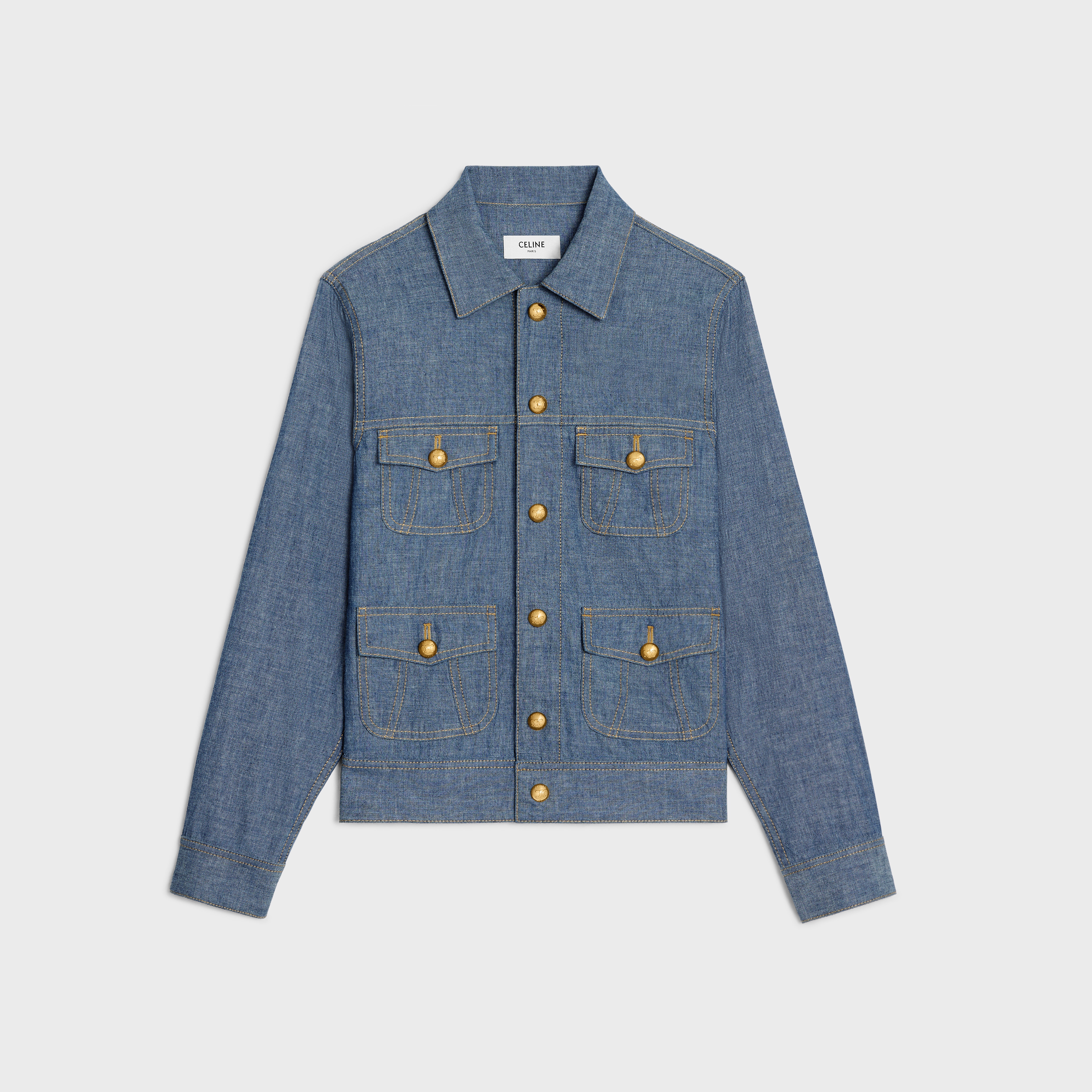 Trucker jacket in lightweight shirting - 1
