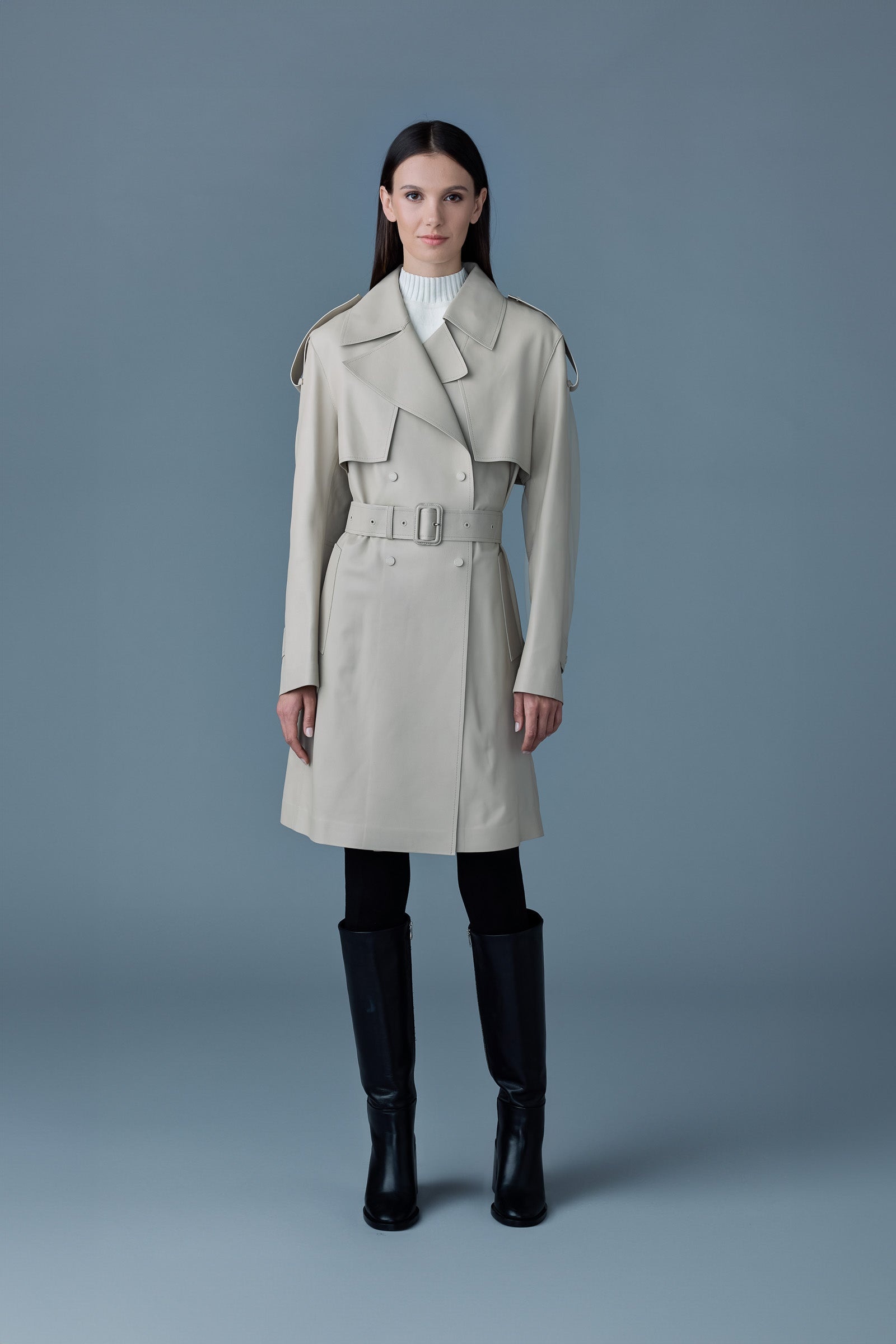 MEDORA Luster leather three-quarter coat - 2