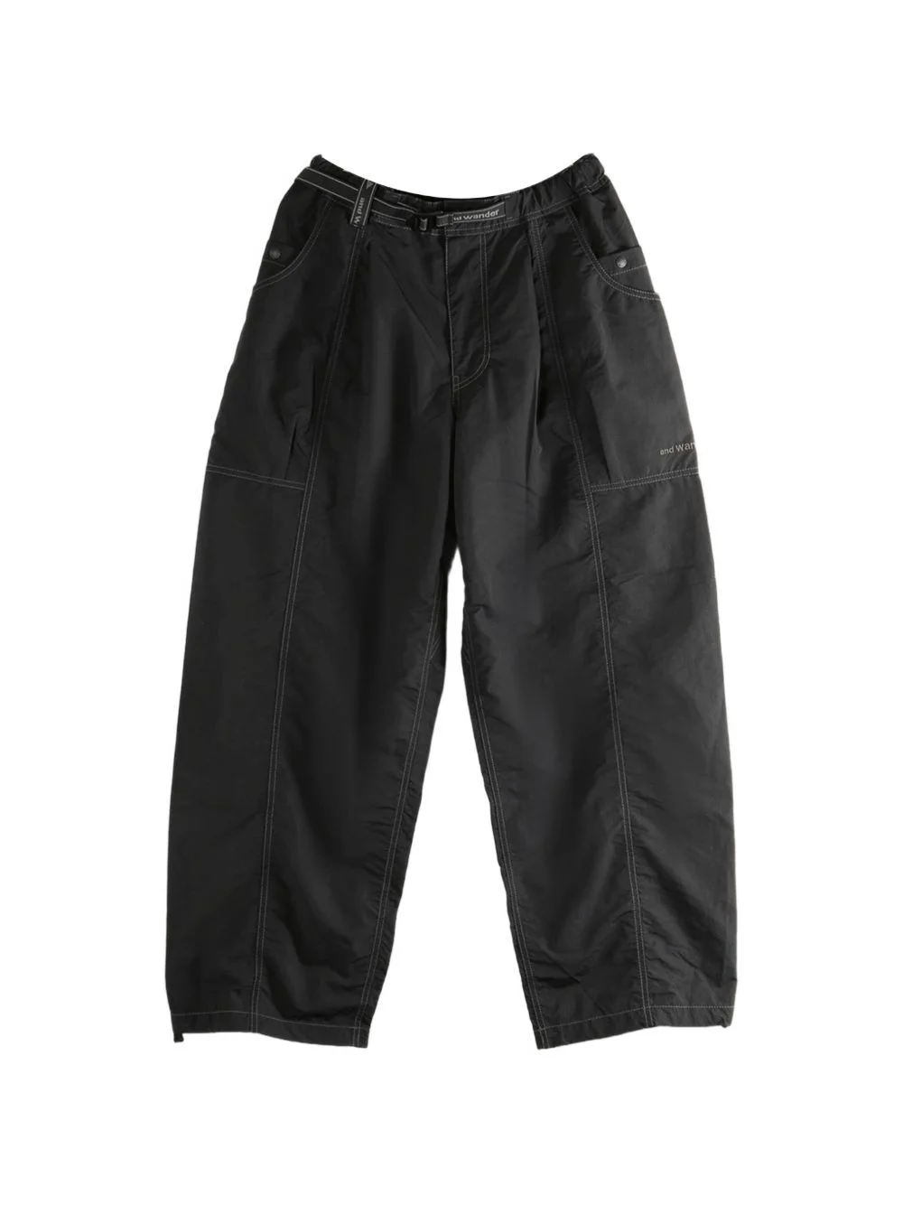 contrast-stitch belted trousers - 1