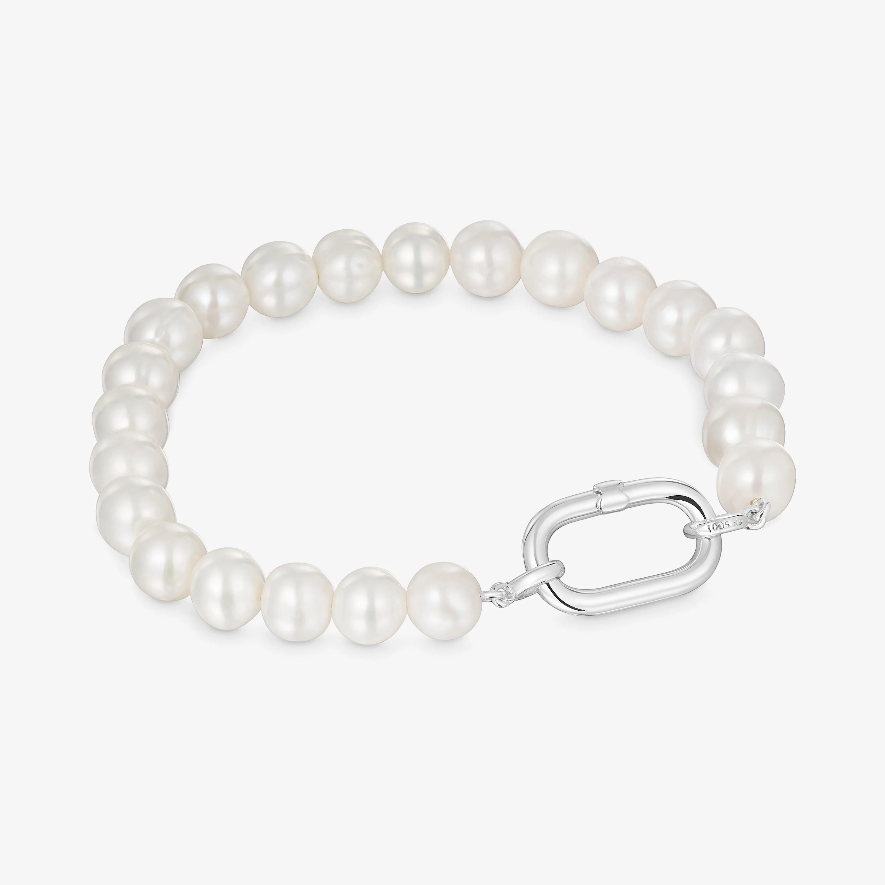 Bracelet with cultured pearls and silver ring Hold Oval - 1