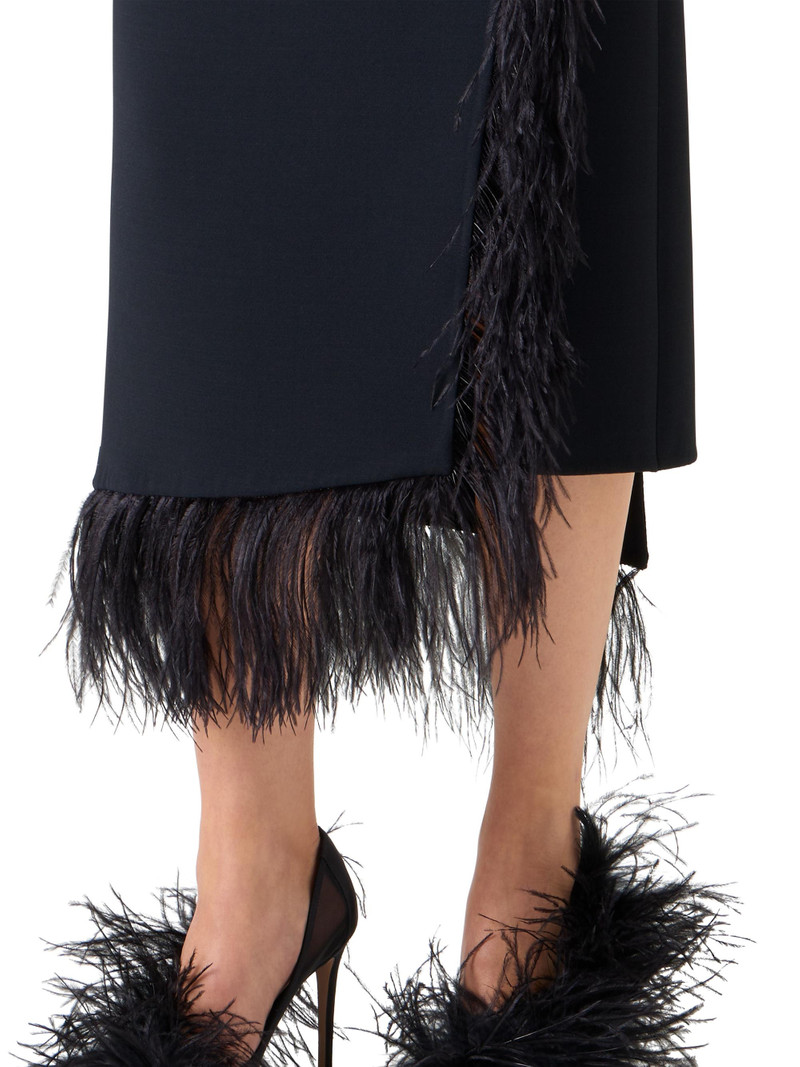 Women's Asymmetric Feather-Trim Midi-Skirt - Black 6