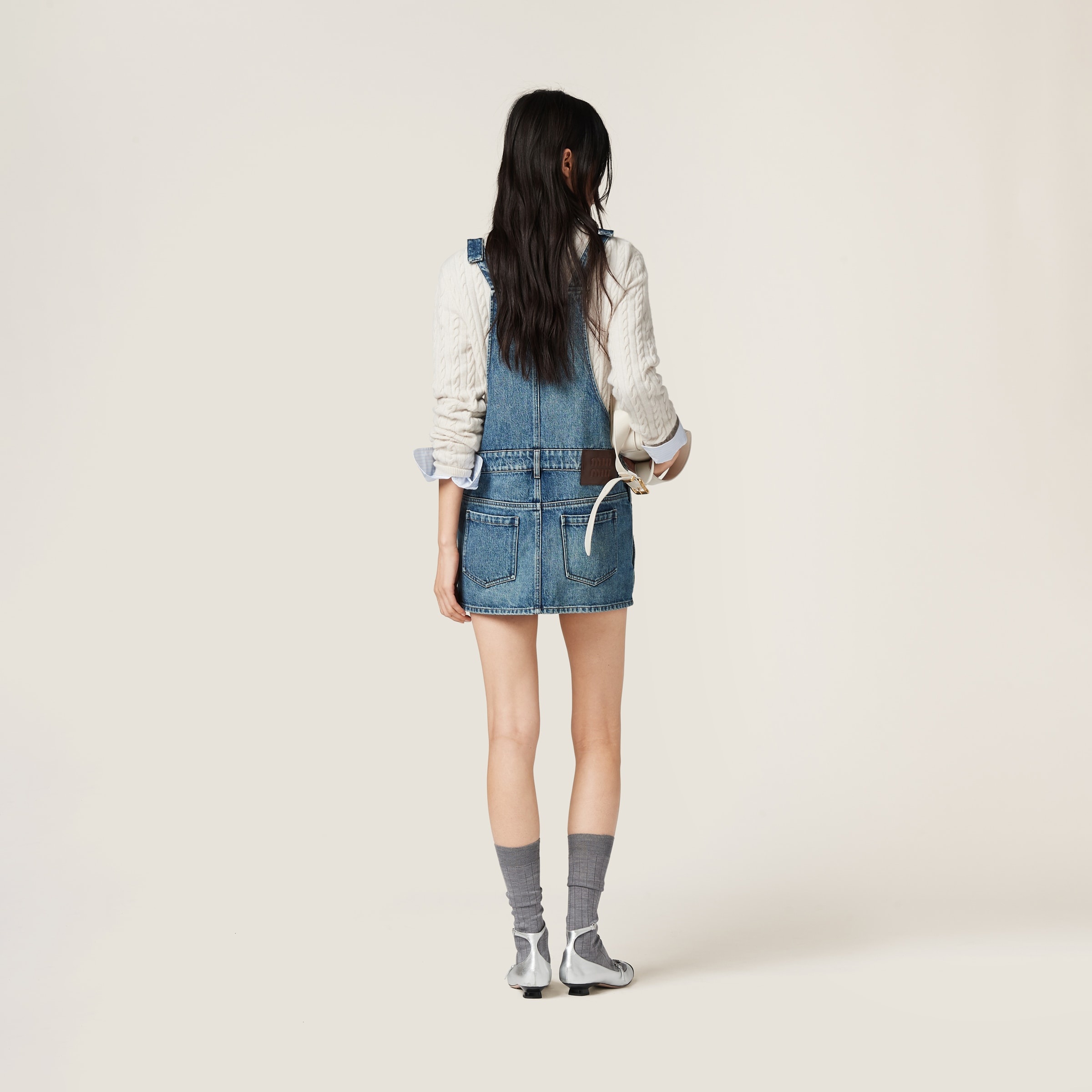 Denim bib mini-dress - 3