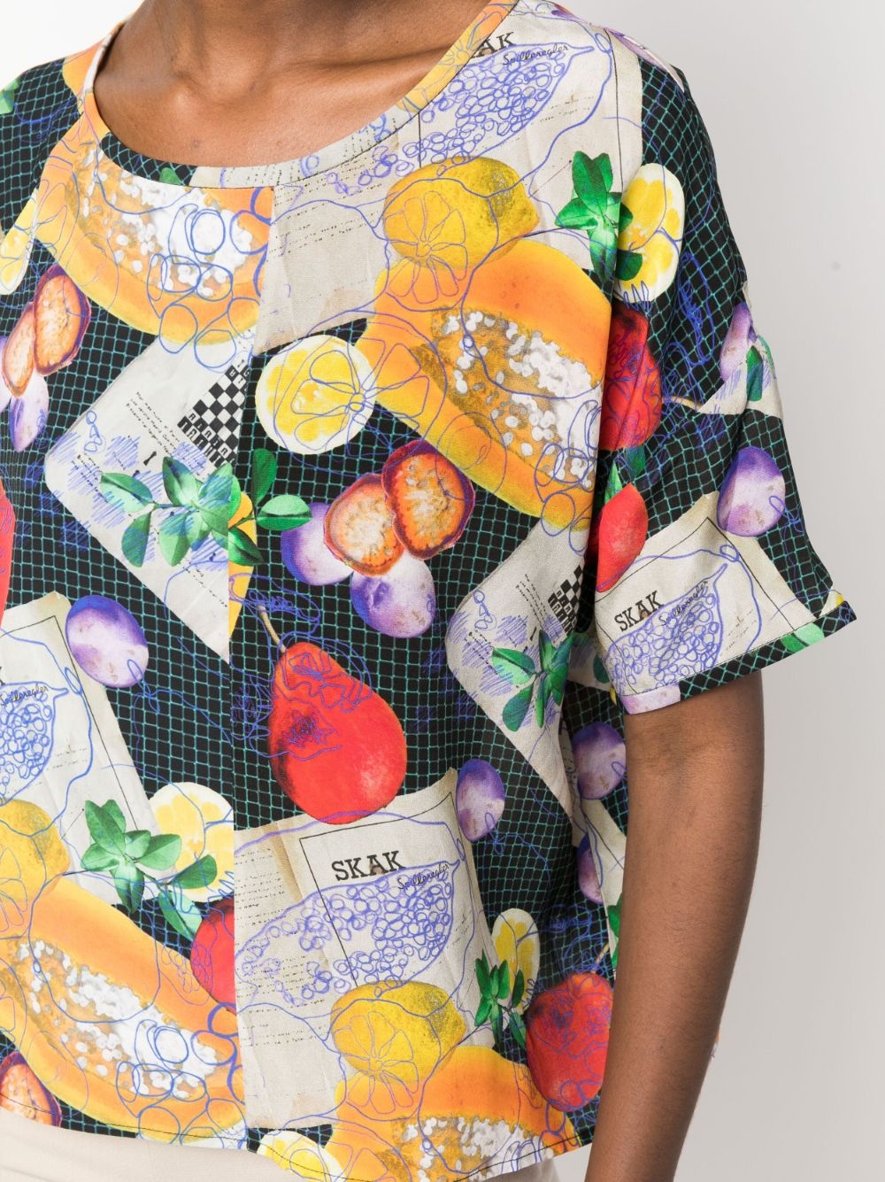 graphic-print silk T-shirt - 5