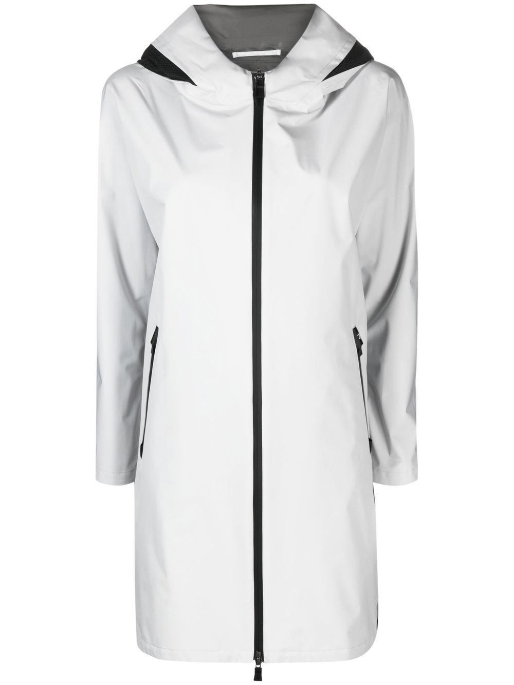 hooded zip-fastening coat - 1