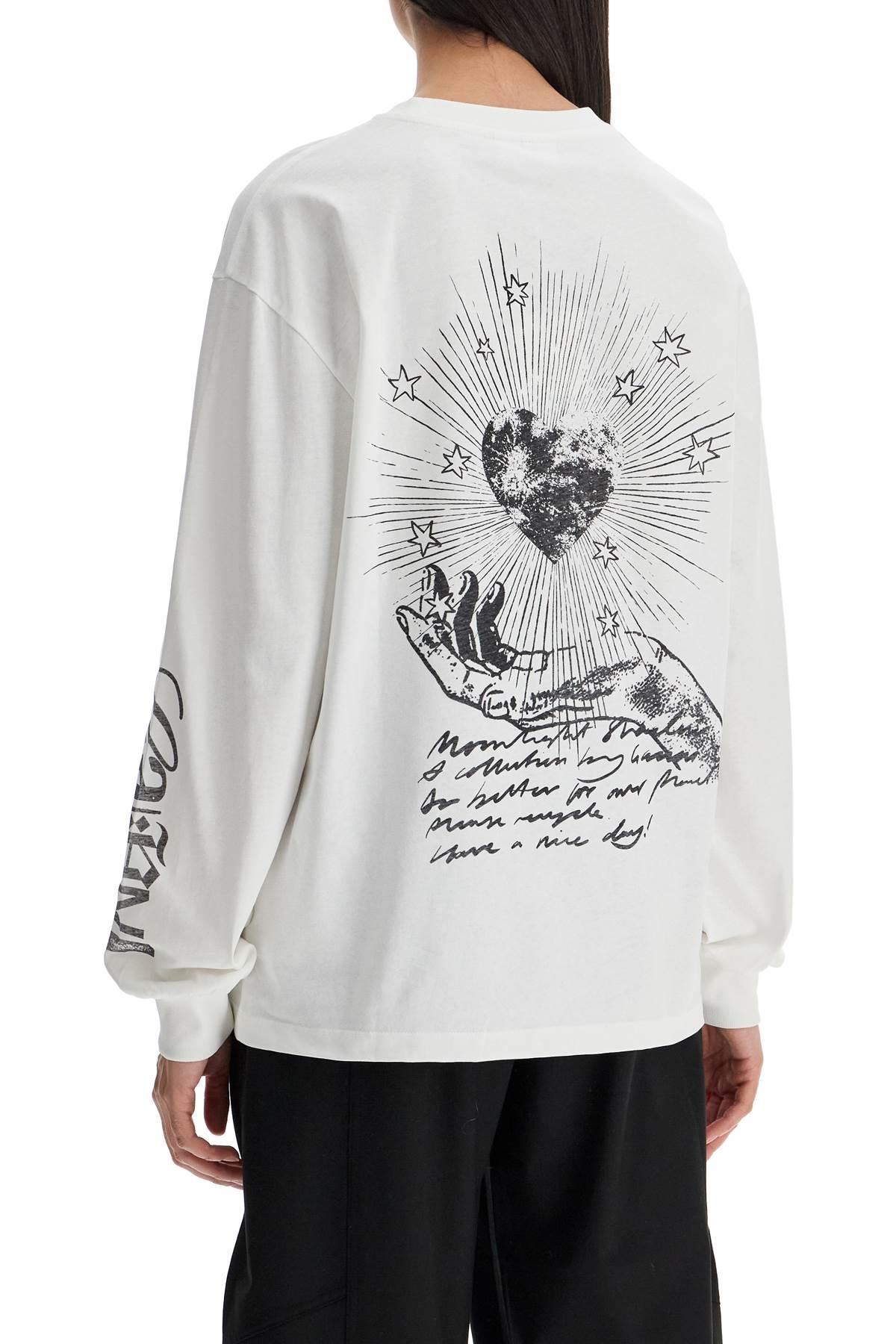 【関税＆送料込み】Ganni Long-Sleeve Crew-Neck T-Shirt With Ganni Printed Mesh Long Sleeve Crew Neck Blouse - Denim Blue